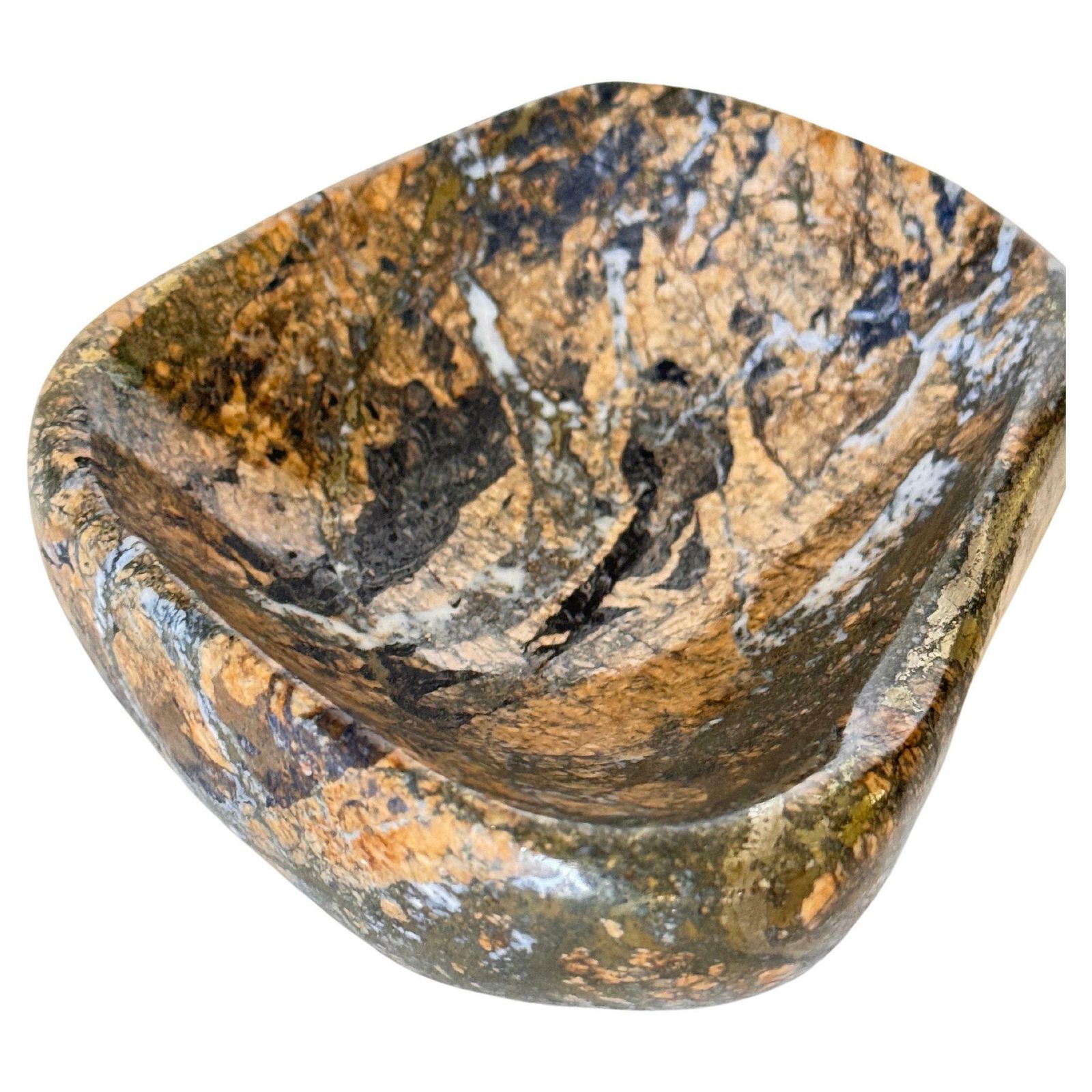 Rare Tiger's Eye Stone Style Ashtray South Africa Circa 1955 Caramel Color photo for sale