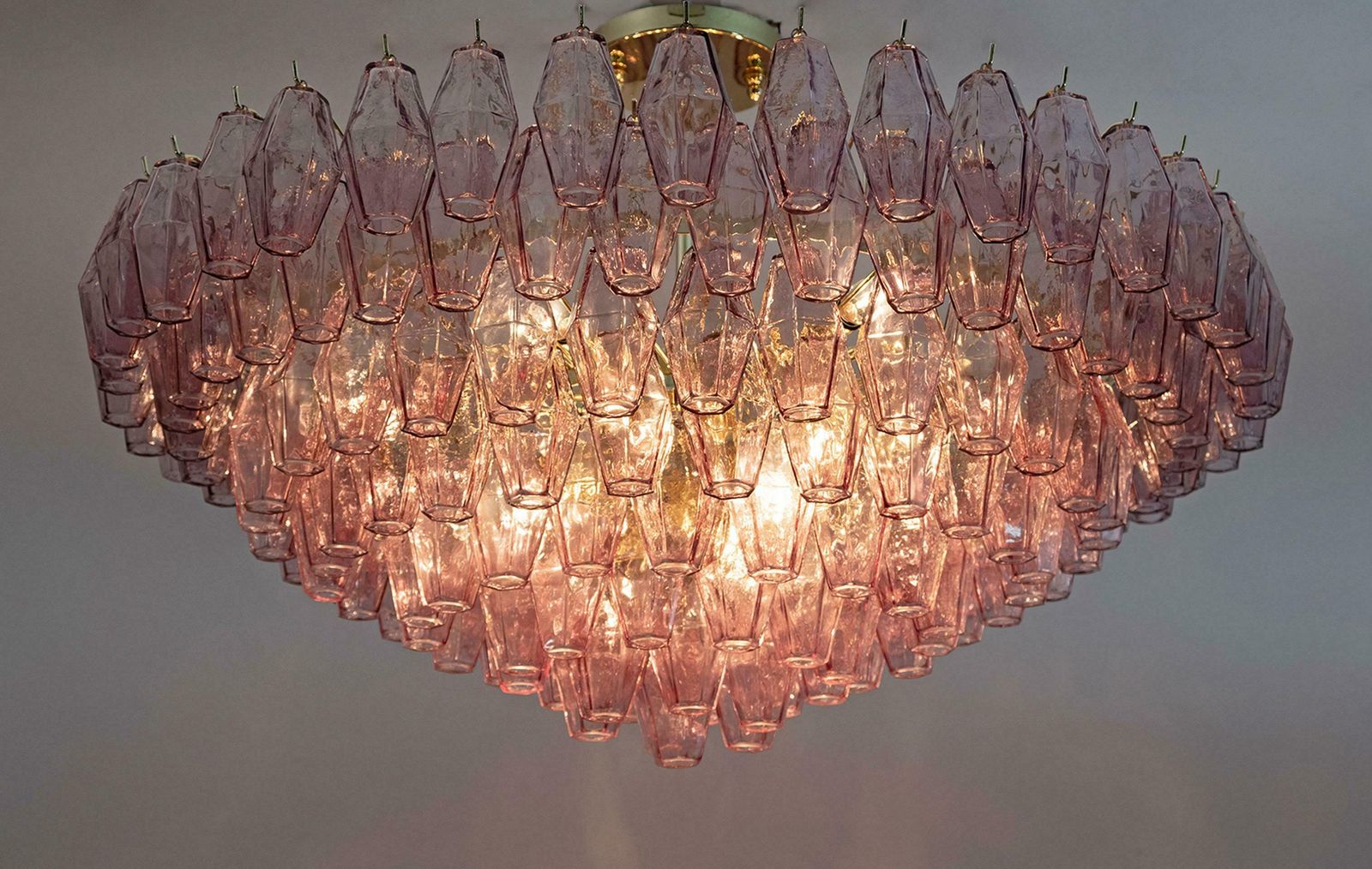 Carlo Scarpa Mid Century Modern Murano Glass Poliedri Chandelier By Venini photo vinterior