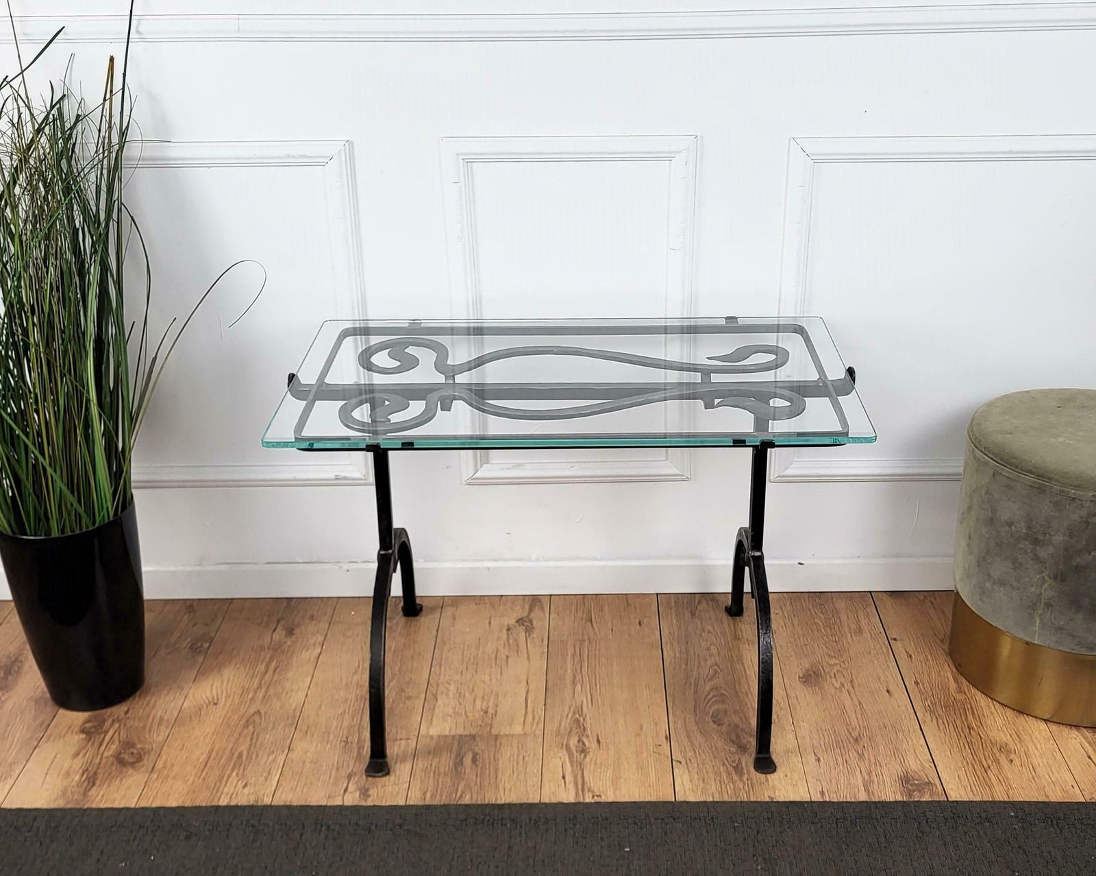 Italian Sculptural Brutalist Wrought Iron And Glass Coffee Table Or Side Table photo furniture