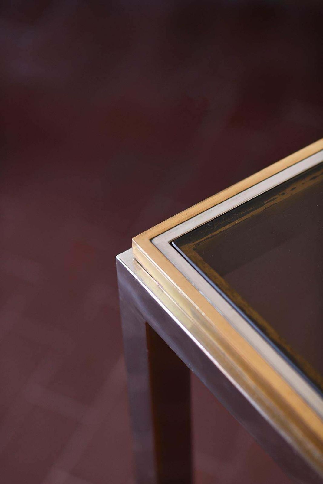 Coffee Table In Brass And Chromed Metal With Smoked Glass Shelves, Italy 1980 photo 2412.0