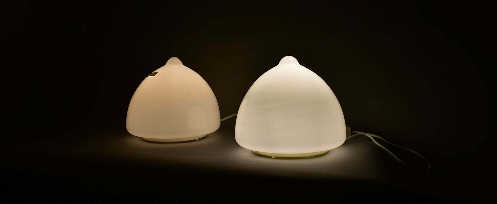 Pair Of Glass Table Lamps By Krásno Nad Bečvou, 1960s photo buy