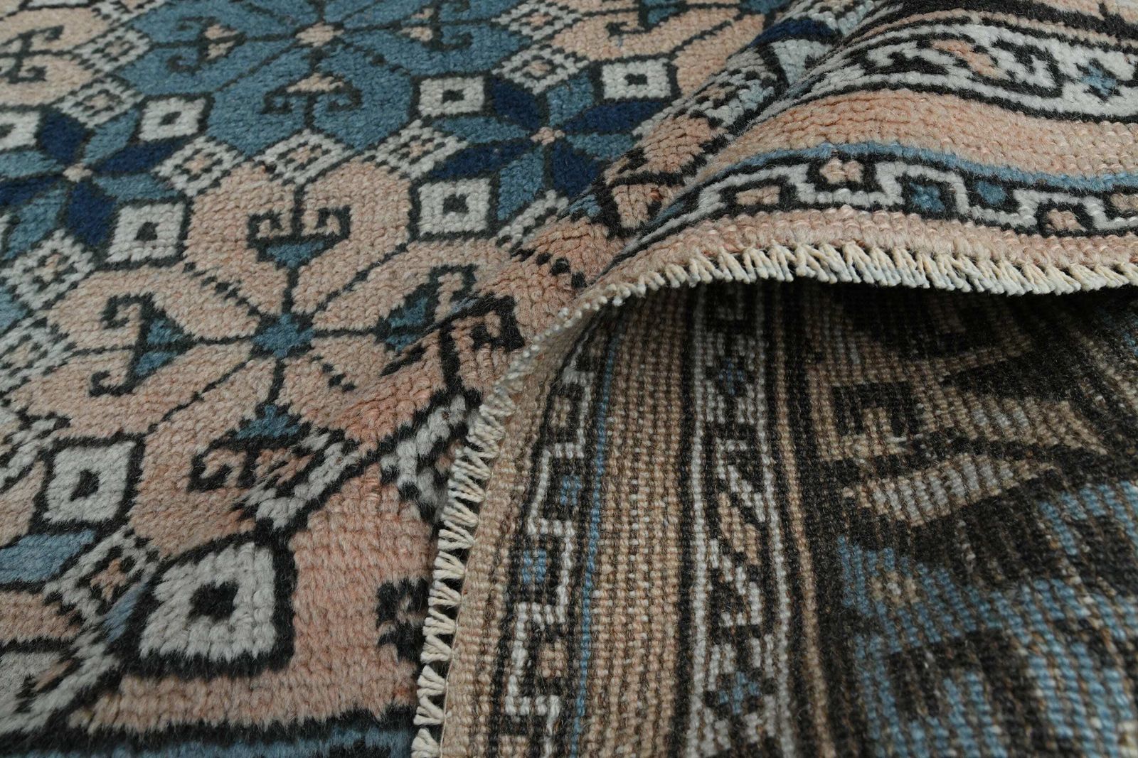 Antique Rug, Orange Blue Rug, Turkish Oushak Rug, Handmade Vintage Rug, 5x8 Area Rug, Living Room Rug, Washable Wool Rug photo buy