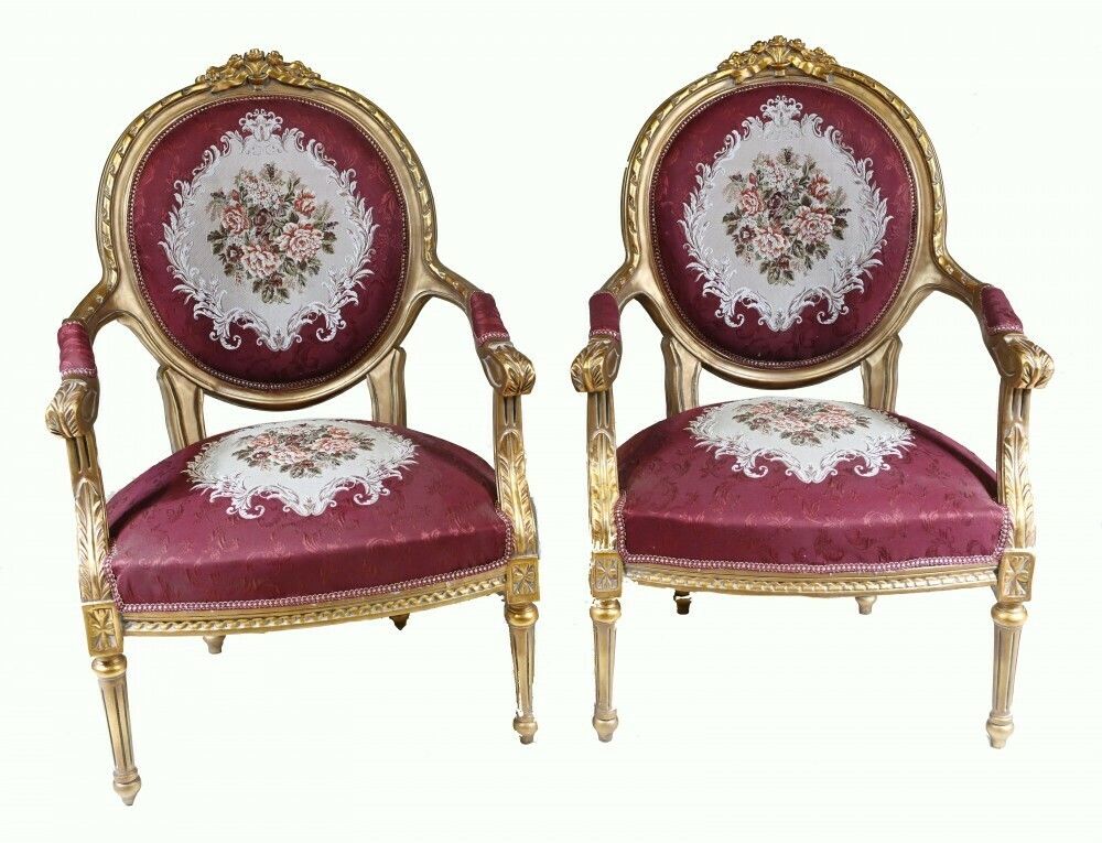 Pair French Empire Arm Chairs   Gilt Fauteuils