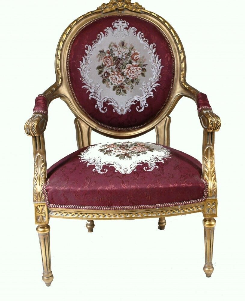 Pair French Empire Arm Chairs   Gilt Fauteuils photo for sale