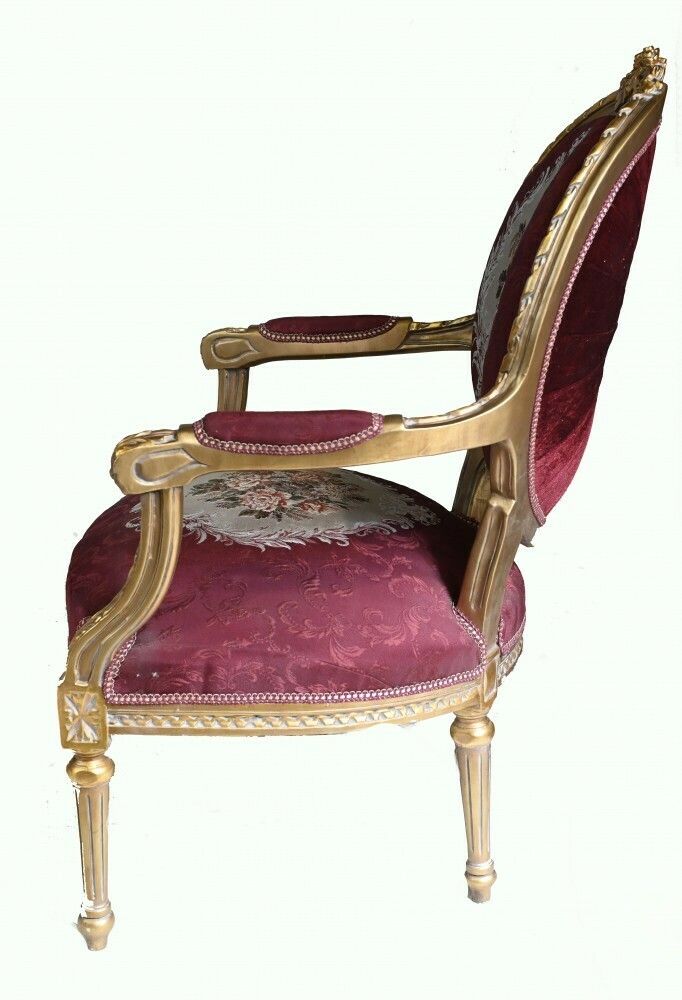 Pair French Empire Arm Chairs   Gilt Fauteuils photo 1275.0