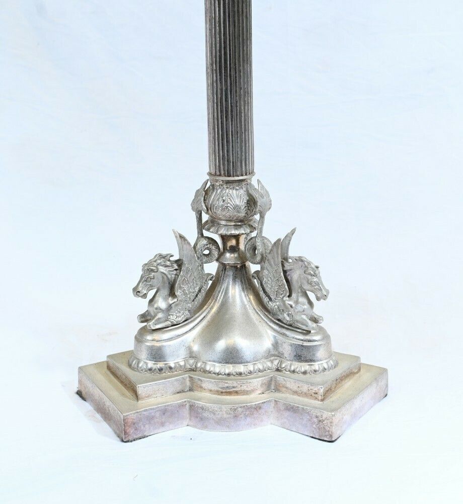 2750.0 Pair Silver Plate Candelabras   Large Victorian Column Candles photo