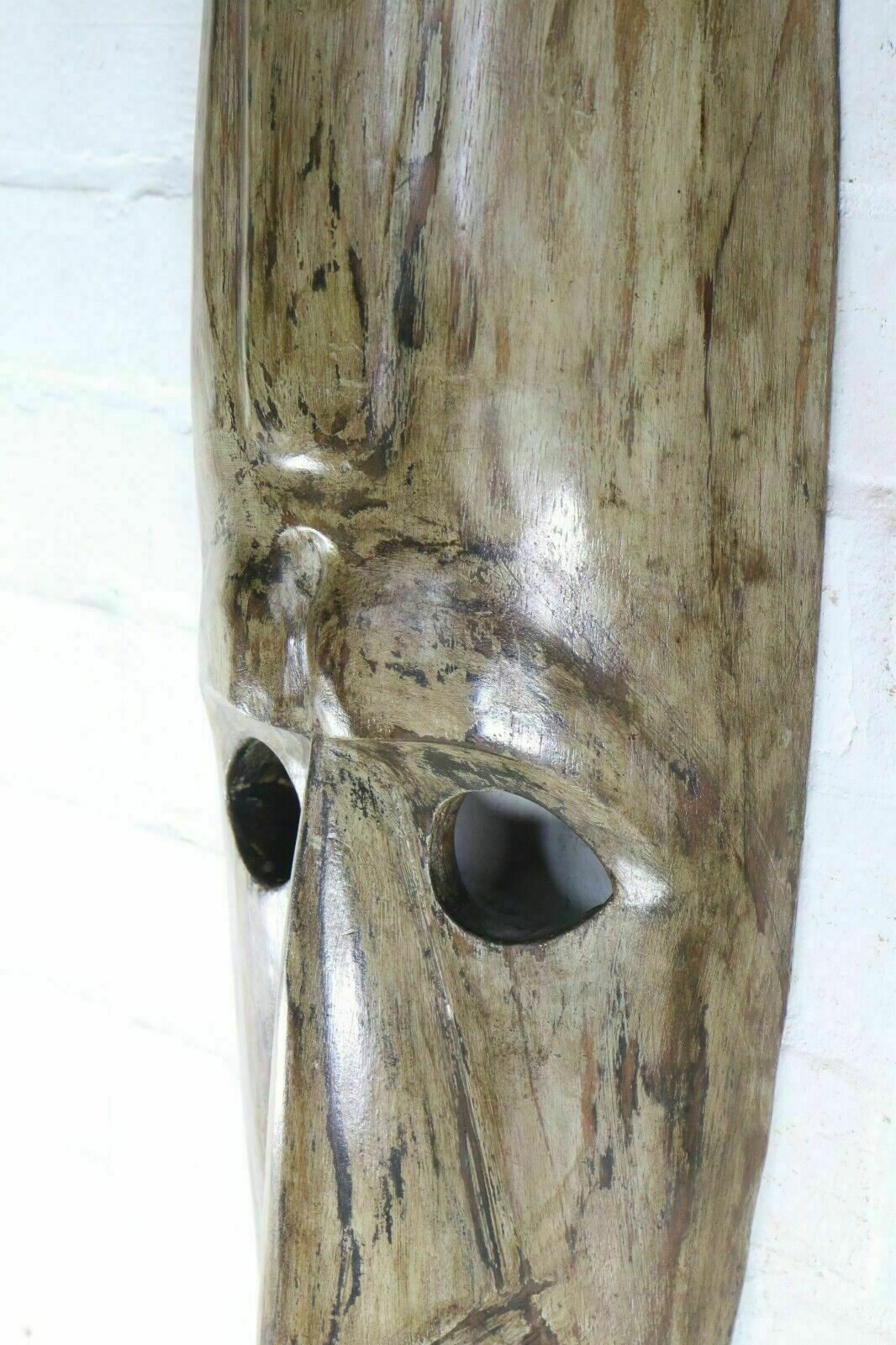 Long African Carved Ceremonial Face Mask Vintage Sculpture Hand Carved Zulu photo Art
