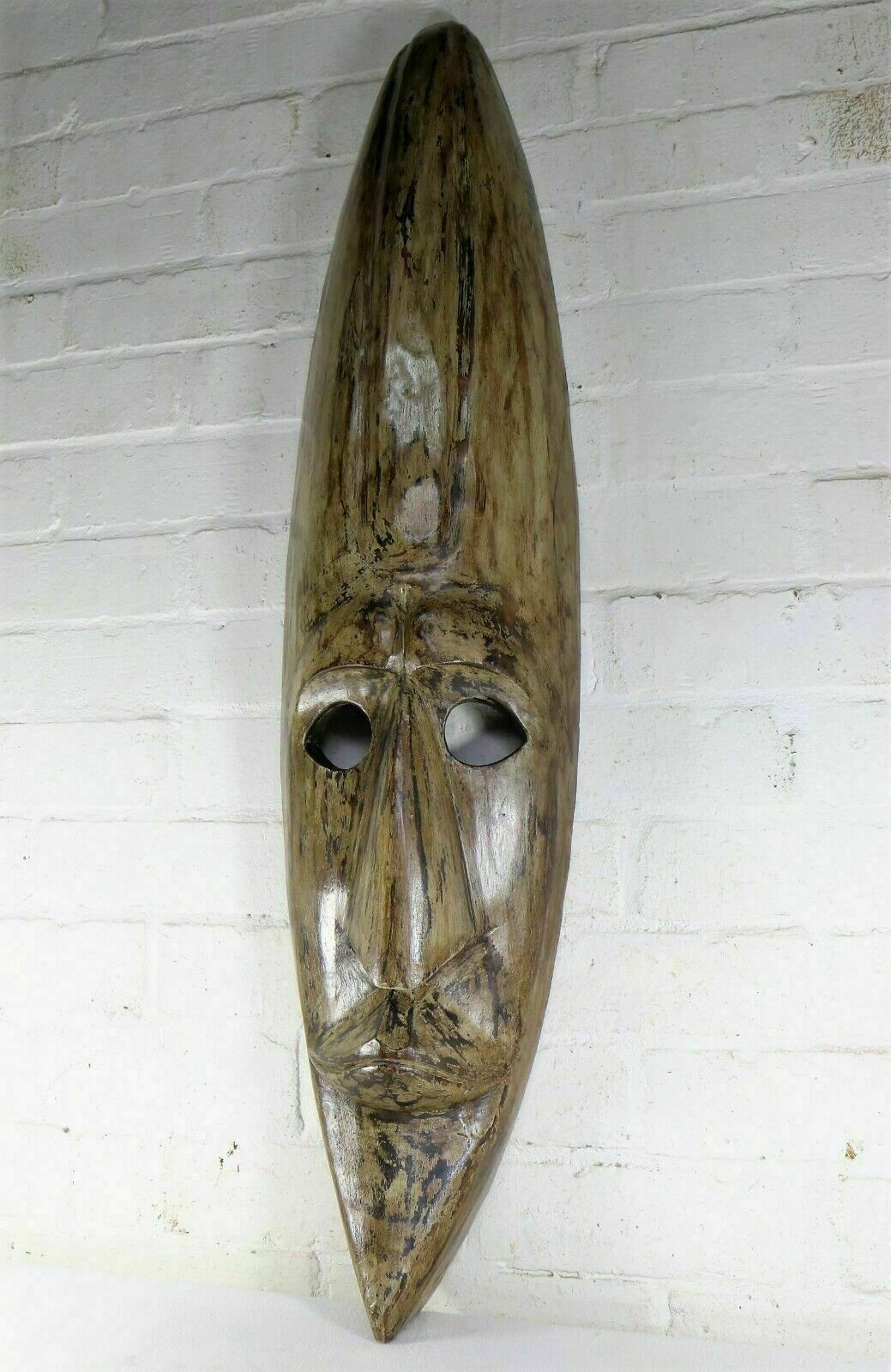 Long African Carved Ceremonial Face Mask Vintage Sculpture Hand Carved Zulu photo buy
