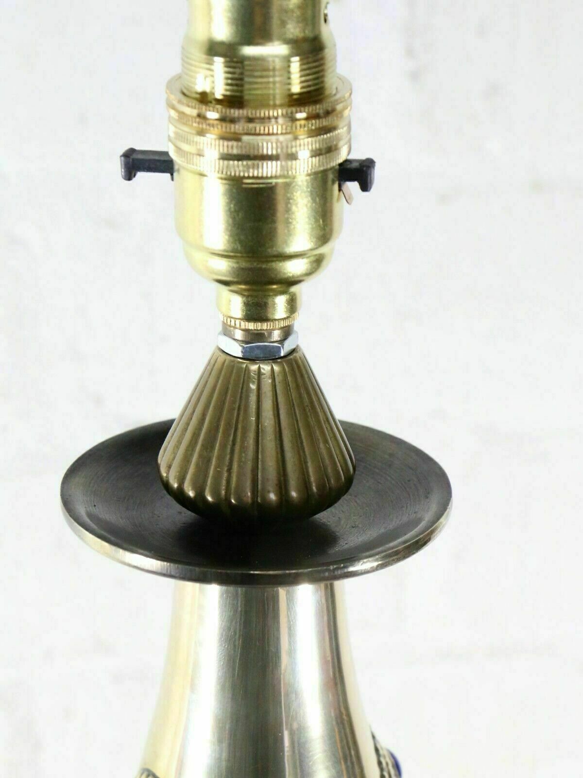 Lighting Table Lamp Vintage Brass Ethnic Asian Lamp Tall Very Boho Stone Cabochonsck photo