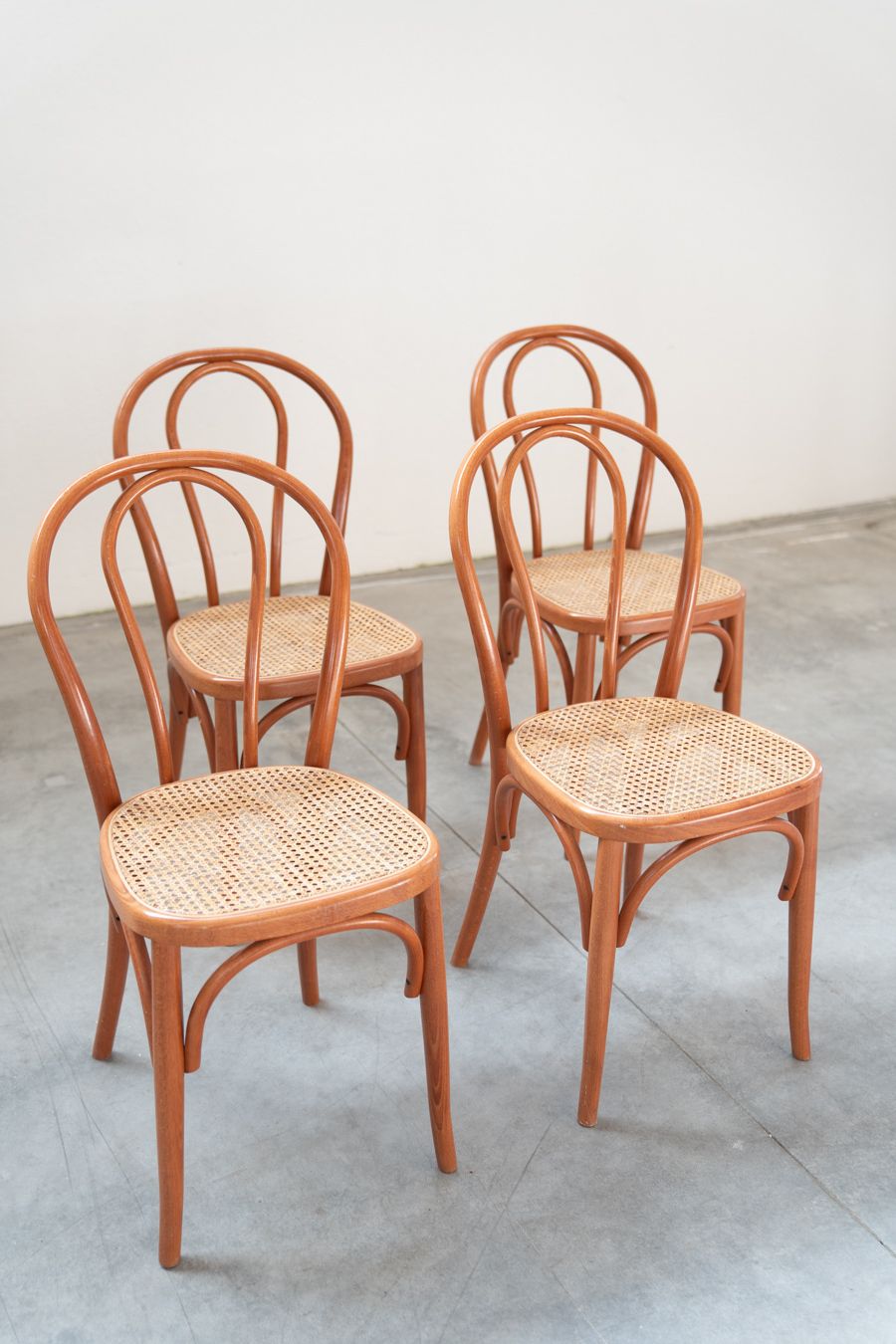 Thonet Style Chairs, Curved Beech Wood And Straw Seat, Nr 60total, 1990 2000 photo vinterior