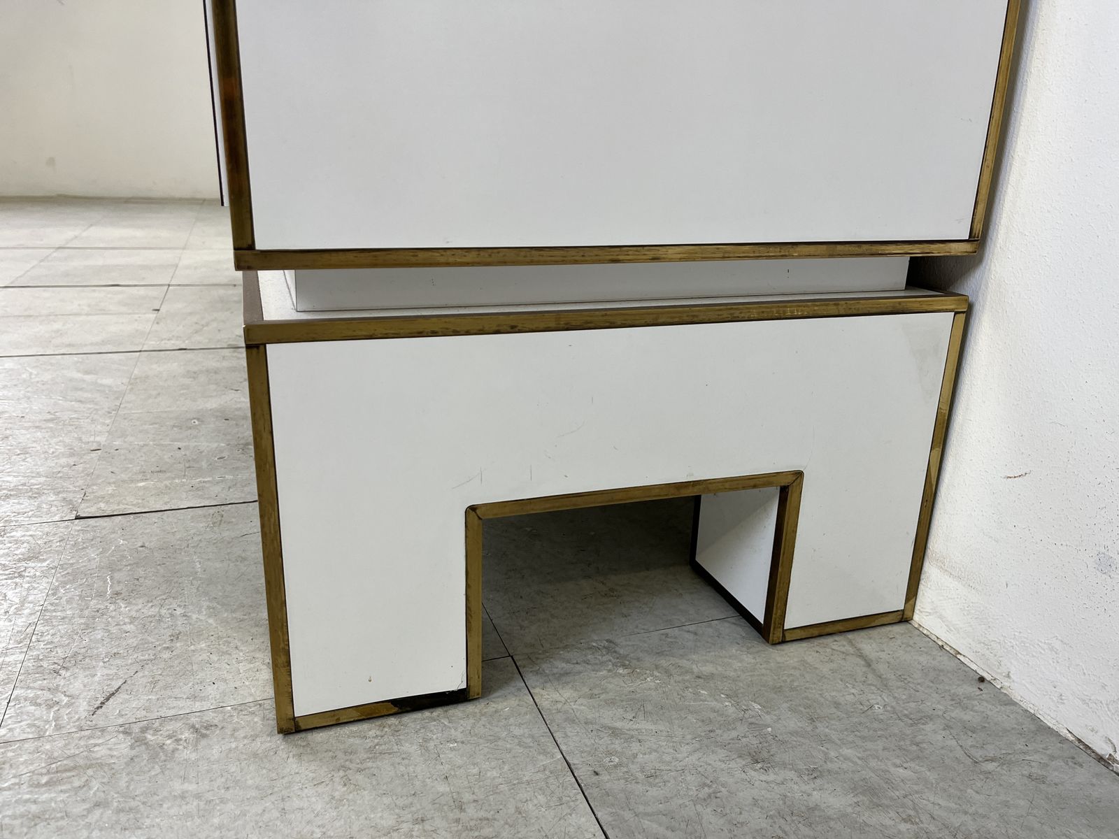 White Lacquered Credenza By Alain Delon With Mirror, 1970s photo for sale