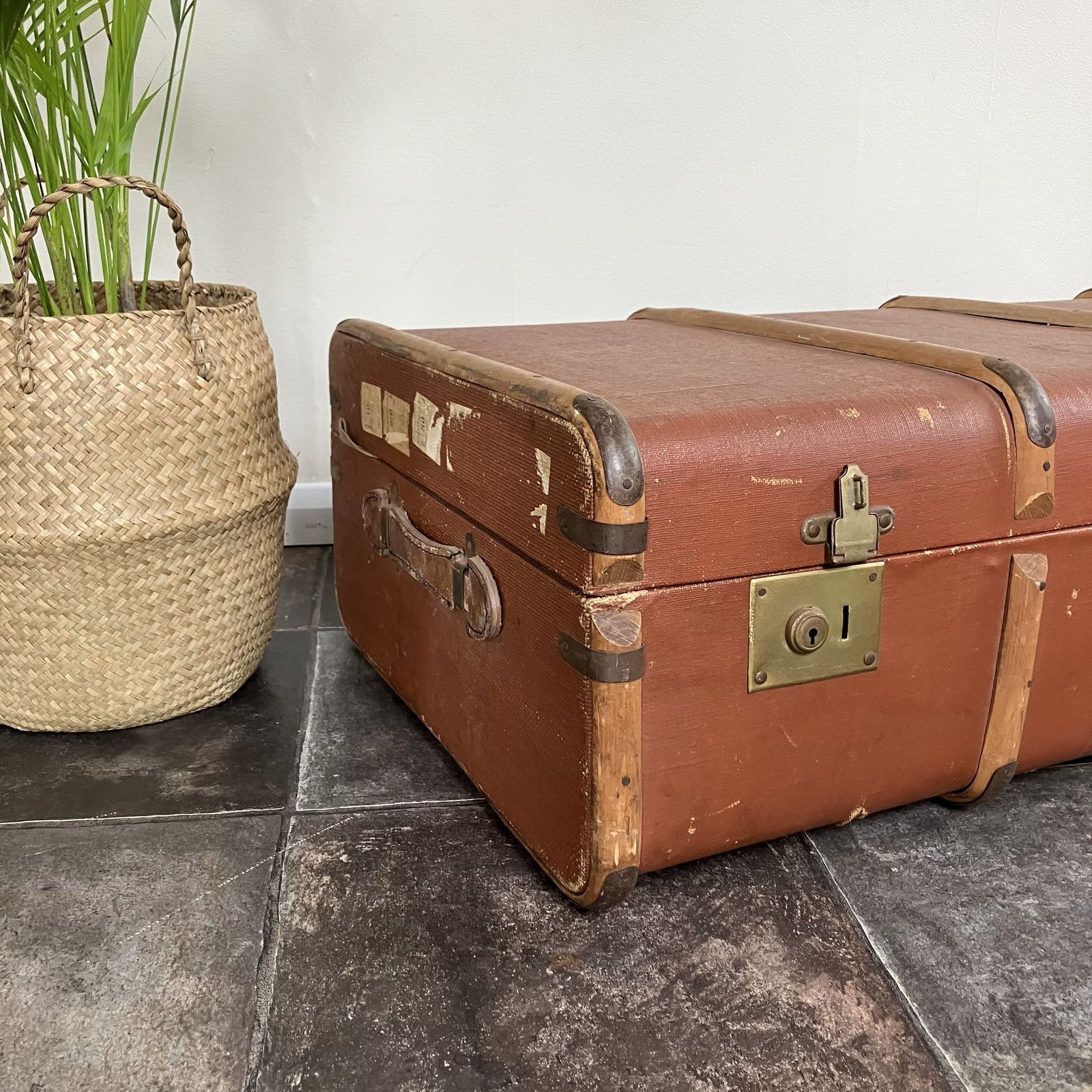 Antique Bentwood Steamer Travel Trunk / Travel Shop Display / Theatre Props / Luggage photo Furniture