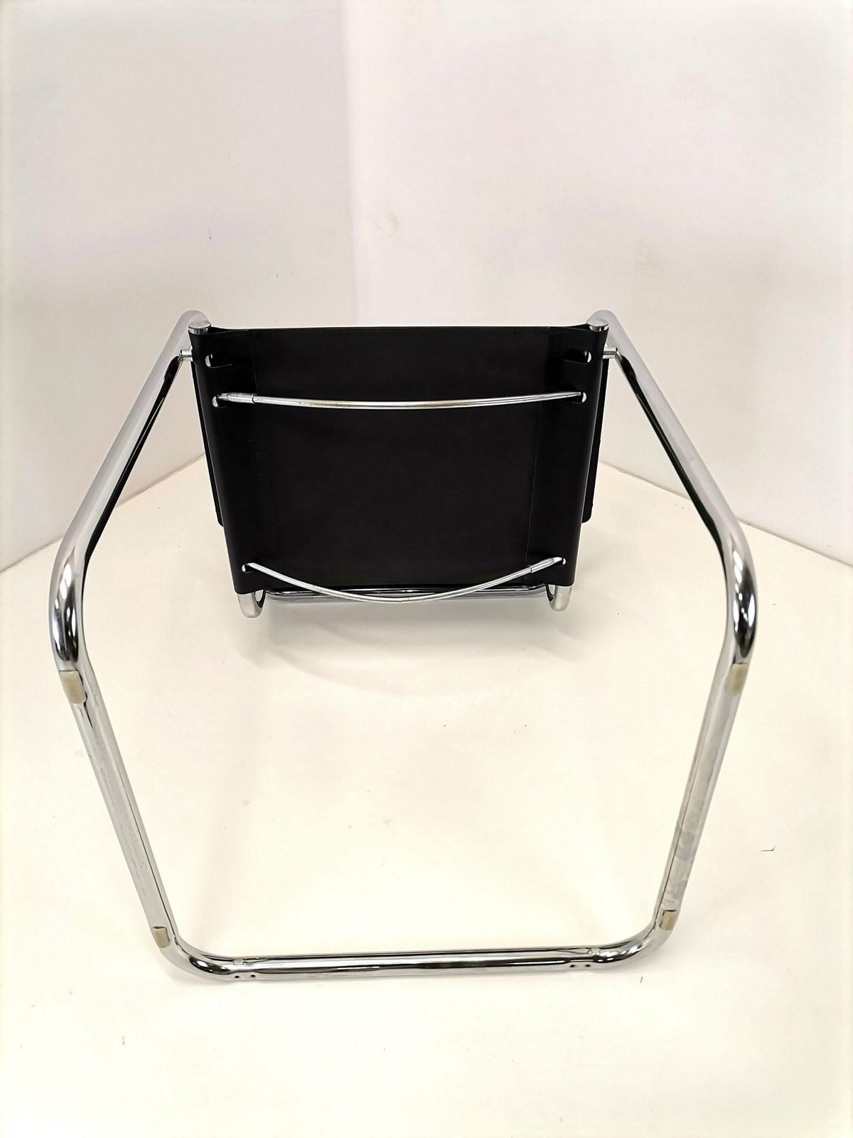 Black Leather Cantilever Chair / 70s 80s Italy / Leather And Chrome / Bauhaus Design Mart Stam Style Office Chair photo 470.34000000000003