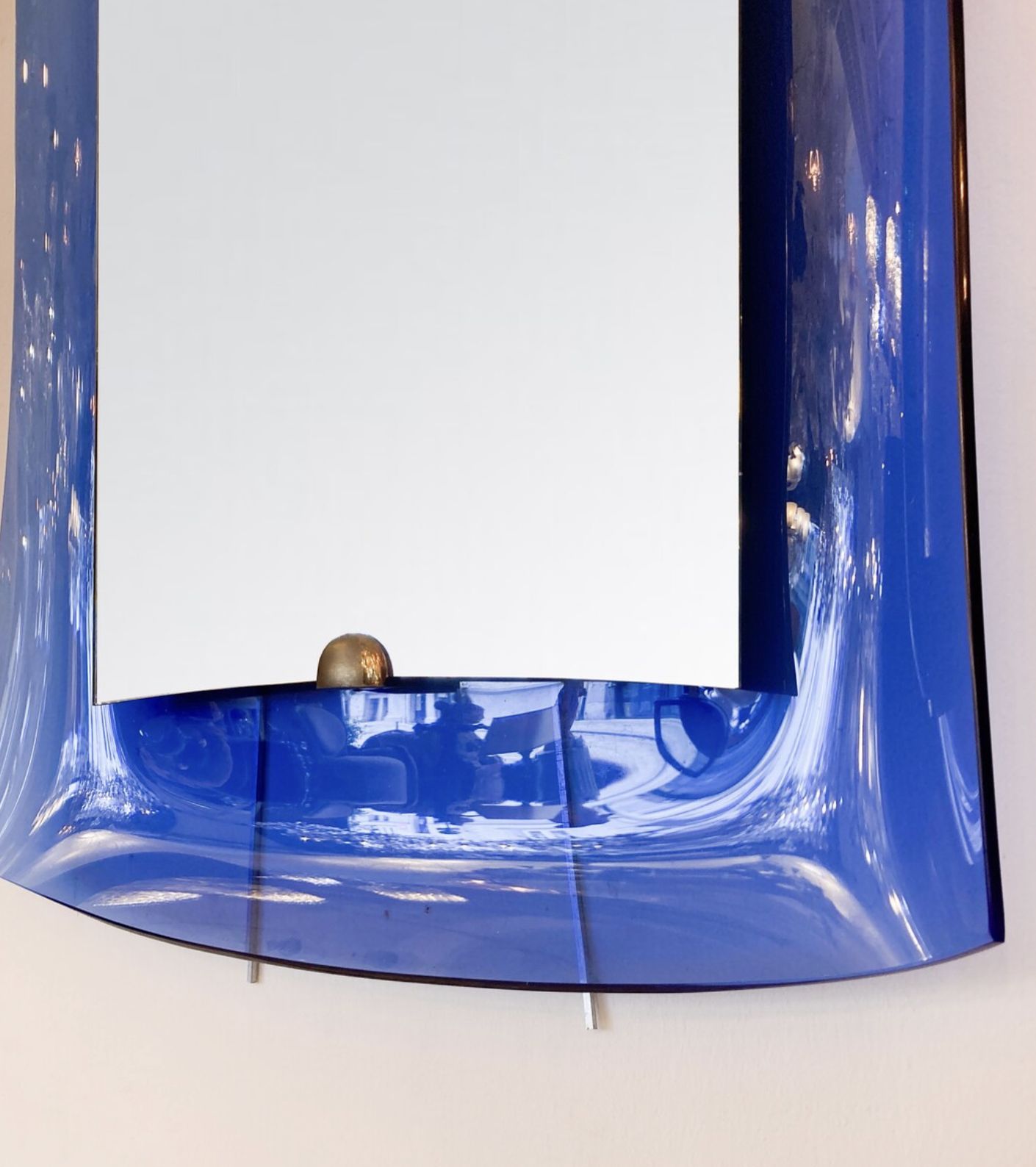 Mid Century Modern Cobalt Blue Glass Mirror, Italy, 1950s photo Home Decor