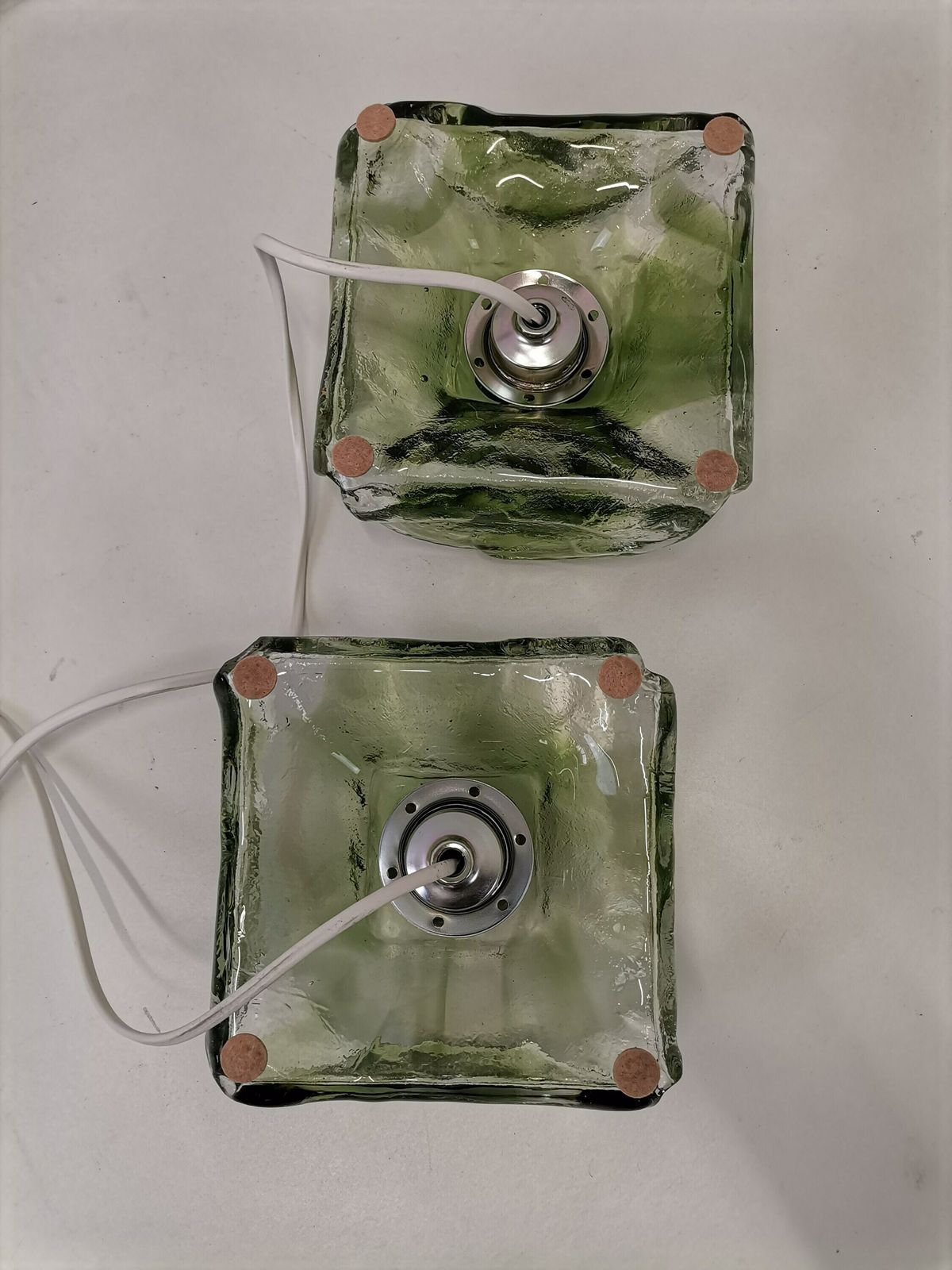 Pair Of Mid Century Clover Shaped Murano Bedside Lamps / Glass Night Light / 70s Yugoslavia