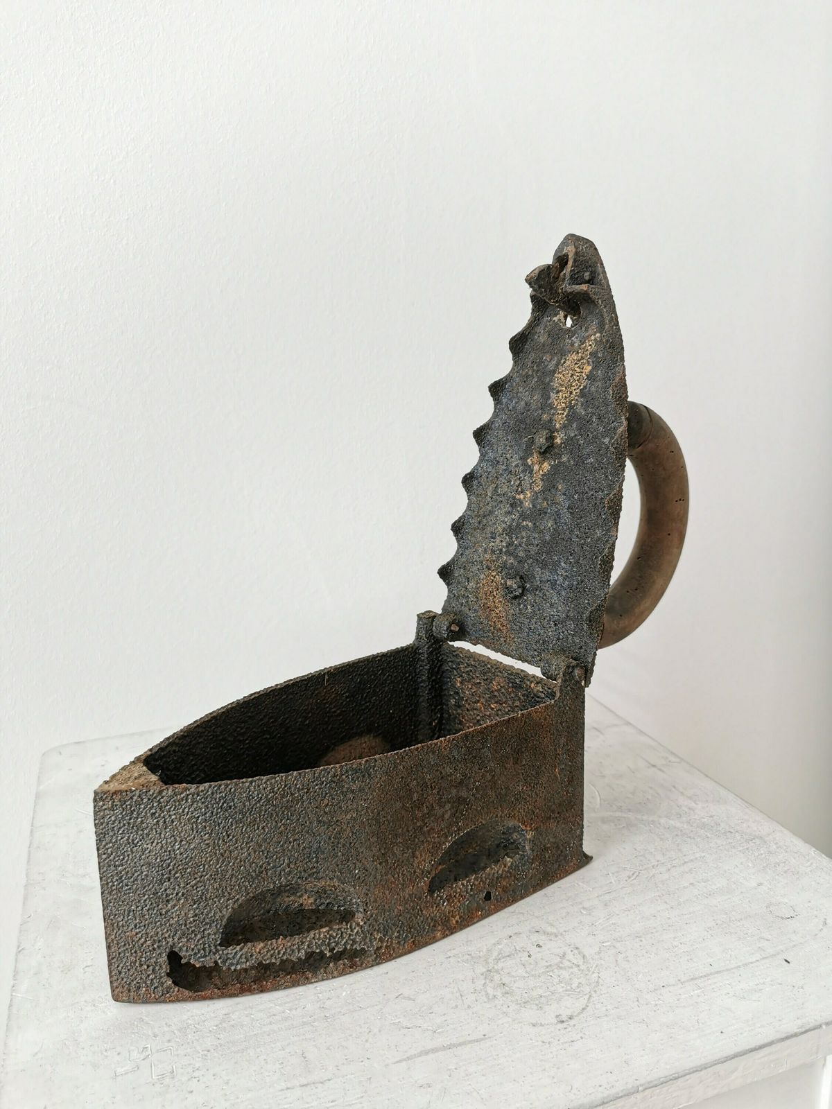 Vintage Cast Iron With Wooden Handle / 1945 Yugoslavia/ Antique Iron Smoothing With Hot Coals photo buy