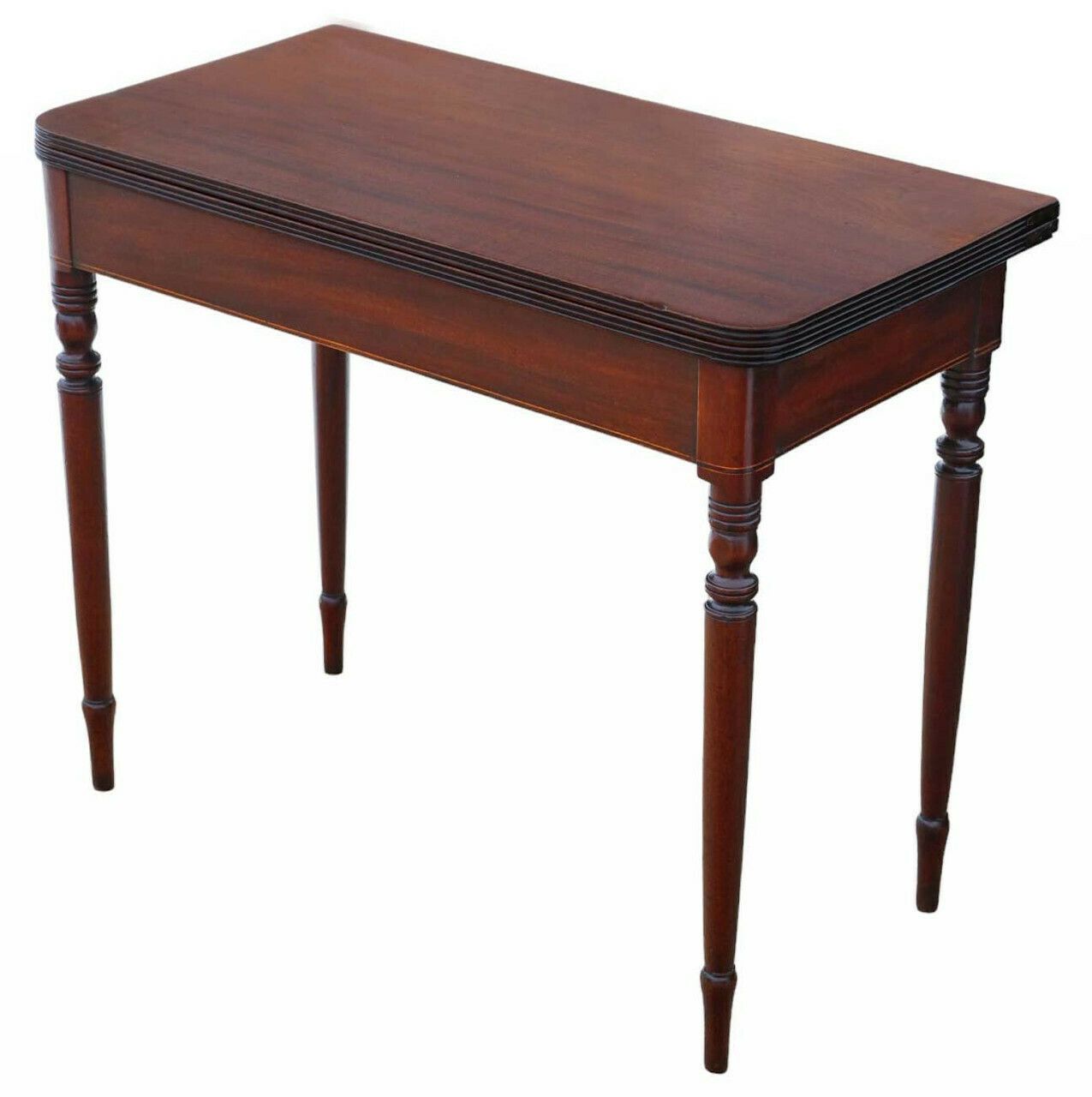 Antique Fine Quality C1800 Inlaid Mahogany Folding Card Or Tea Table   Side Occasional Furniture