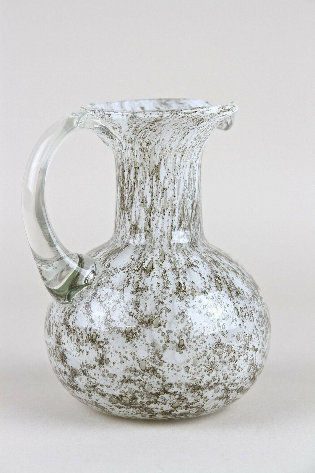 Mid Century Murano Glass Vase/ Glass Jug With Bubbles, Italy Circa 1960 photo vinterior
