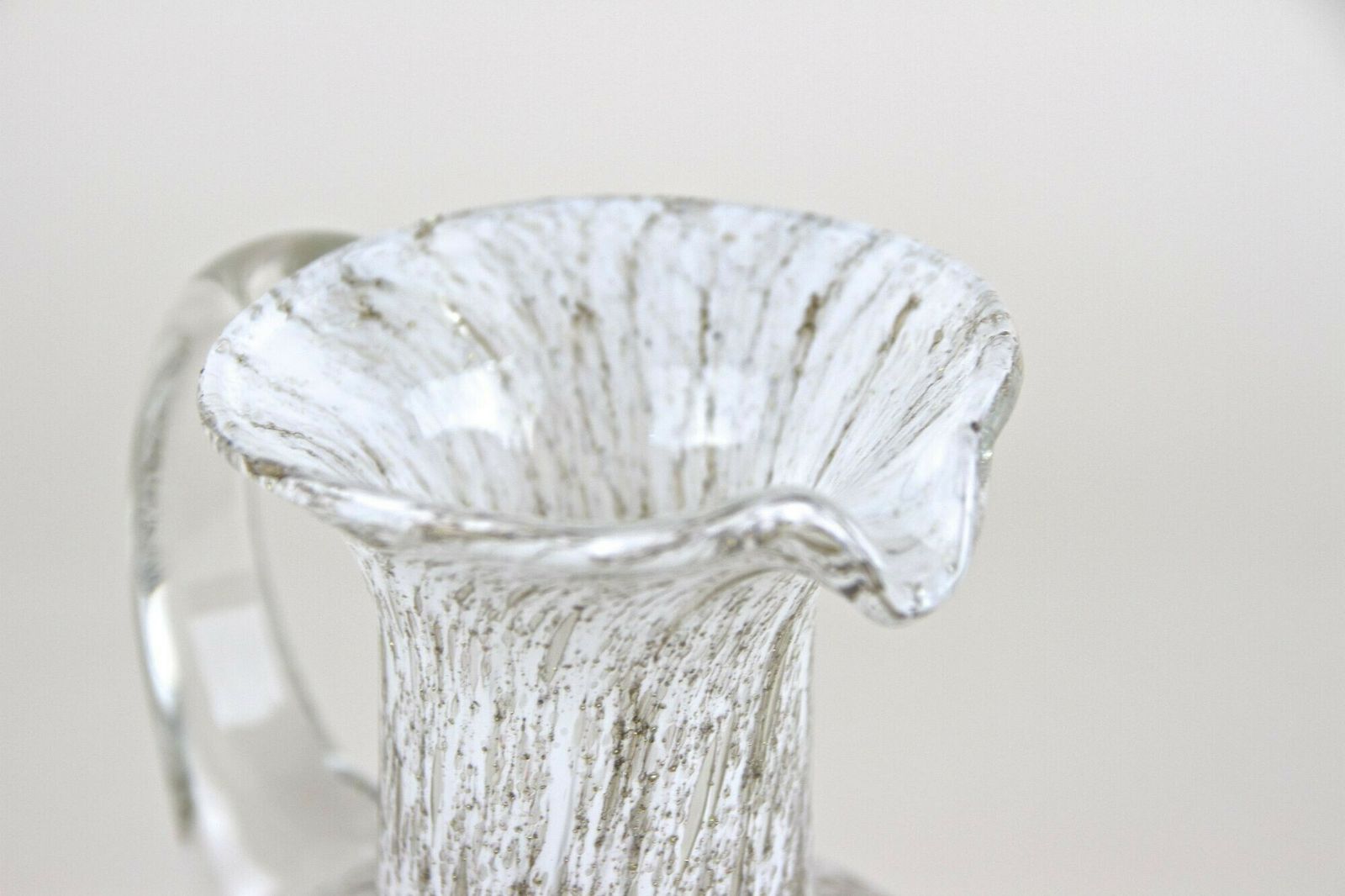 Mid Century Murano Glass Vase/ Glass Jug With Bubbles, Italy Circa 1960 photo vintage