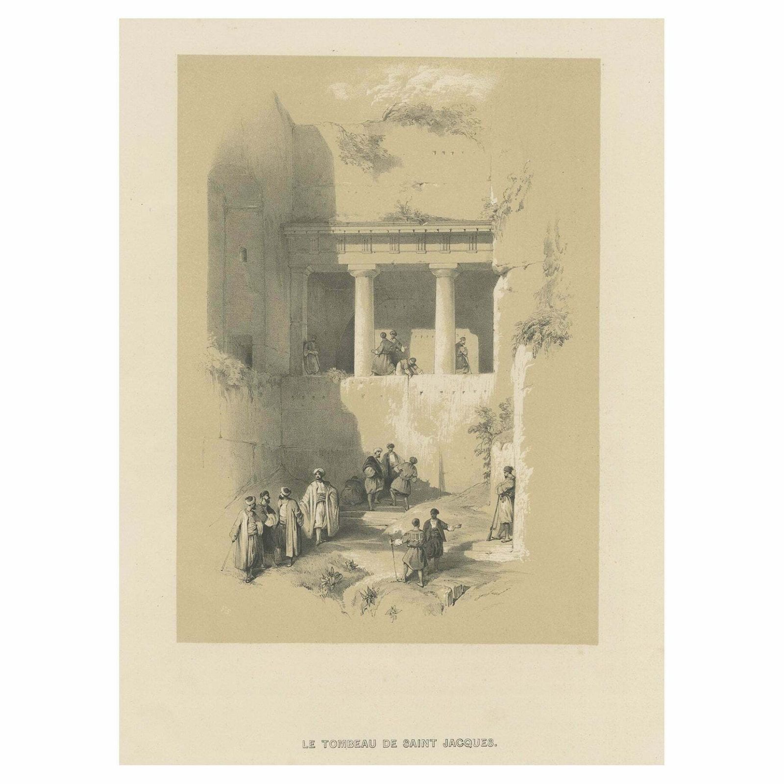 Old Print Of Tomb Of Jacob, Israel, Ca.1845
