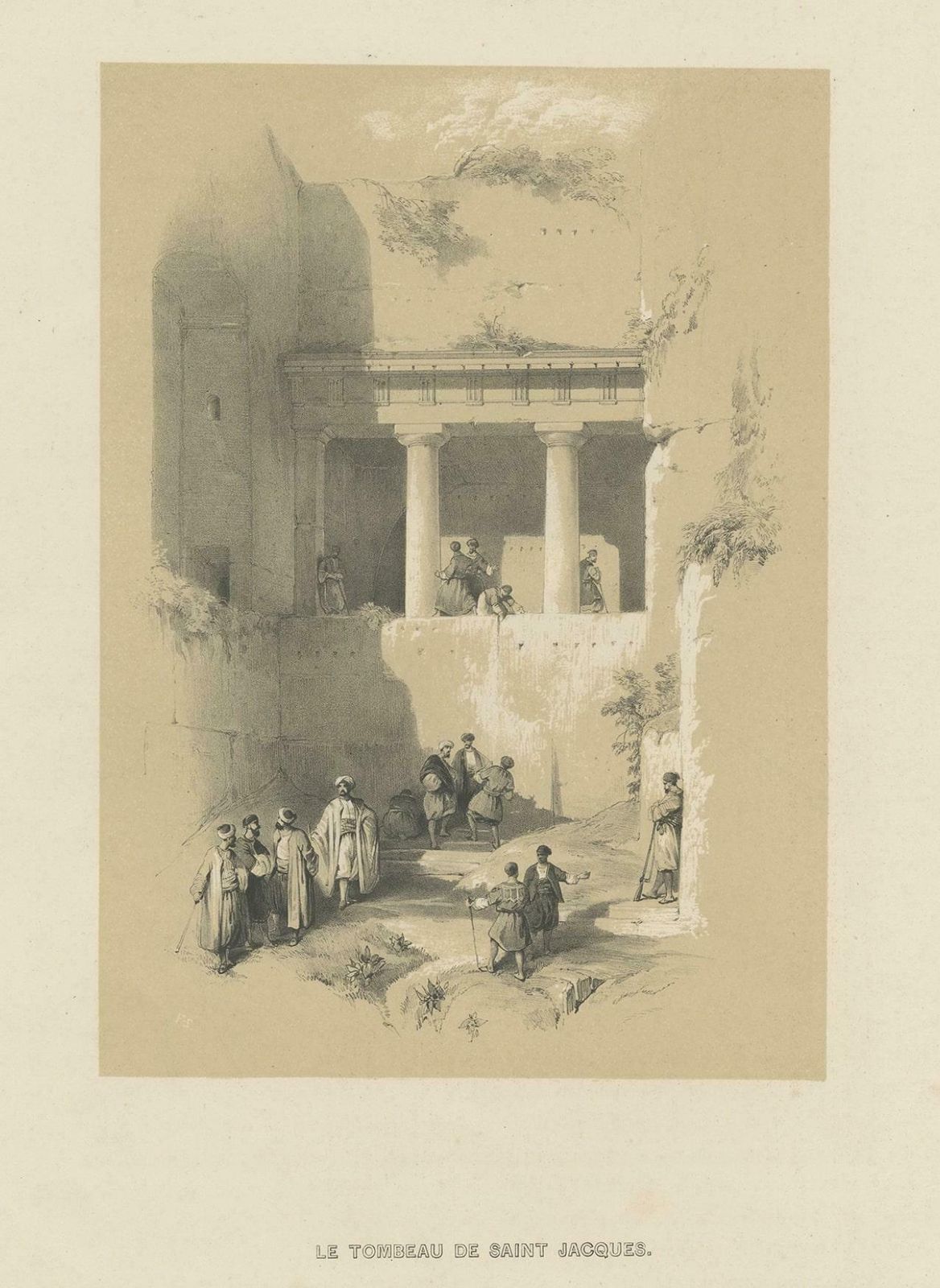 Old Print Of Tomb Of Jacob, Israel, Ca.1845 photo for sale