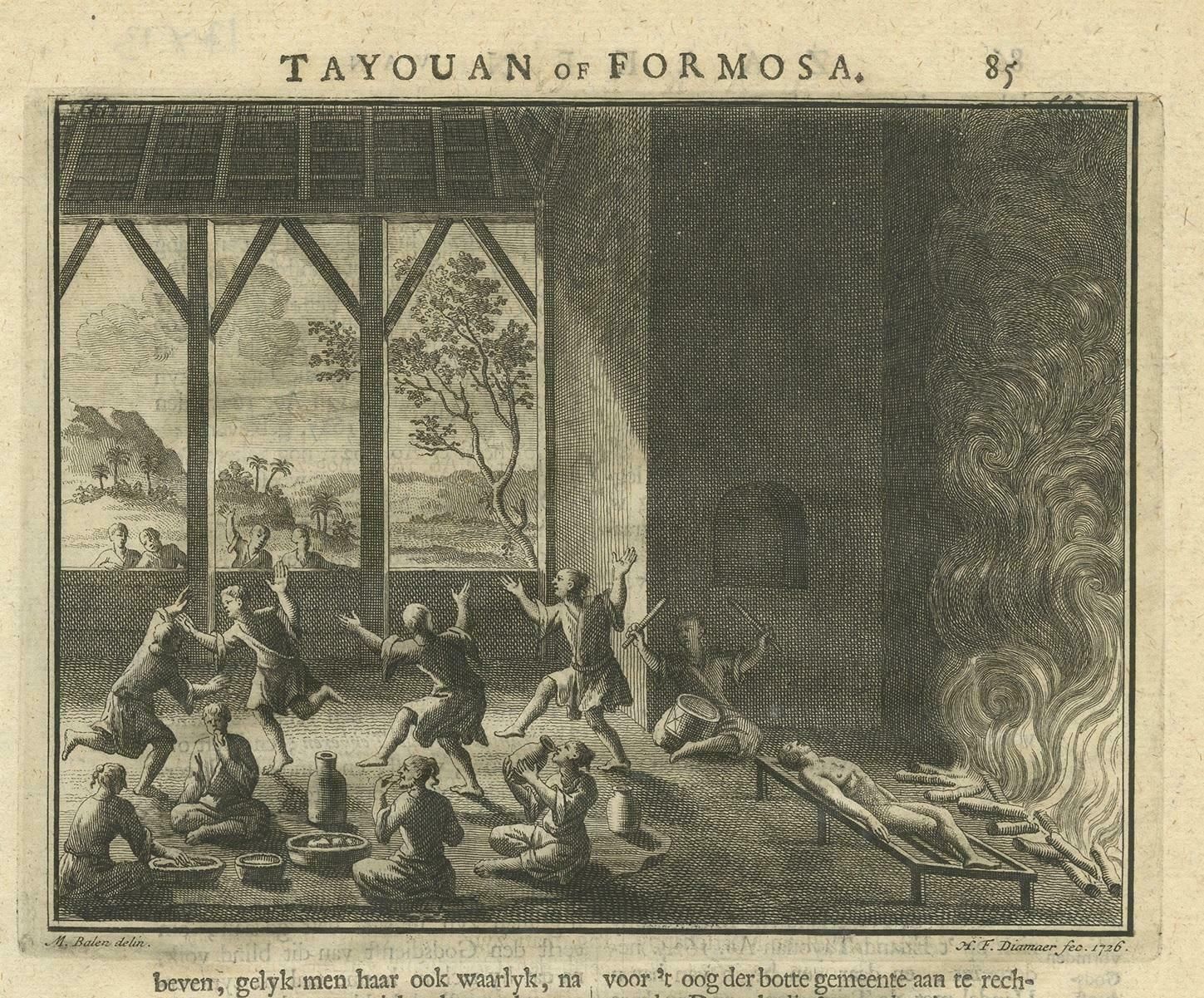 Antique Print Of A Ritual On Formosa By Valentijn, 1726 photo for sale