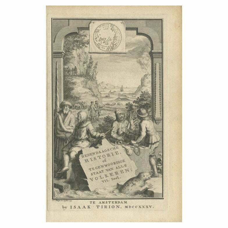 Antique Frontispiece Of Book About Russia, Sweden, Denmark, Norway, Etc 1735