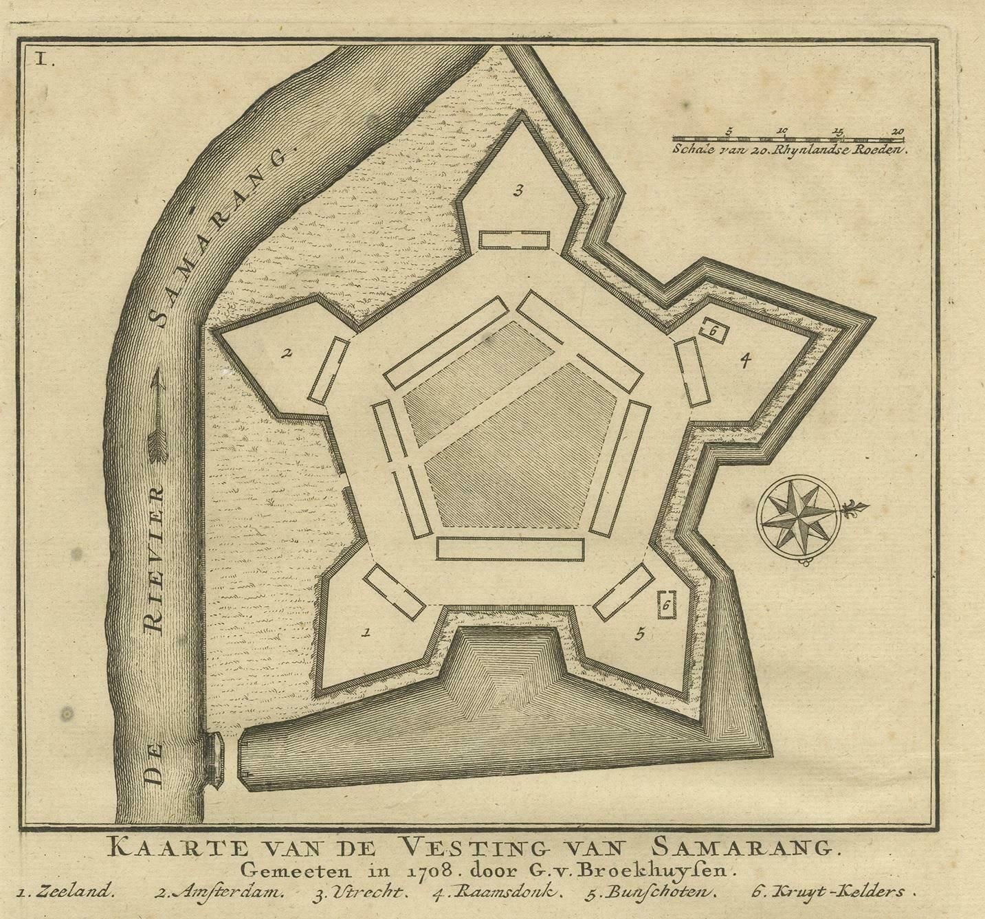 Antique Print Of The Castle Of Semarang And A Fortress By Valentijn, 1726 photo for sale