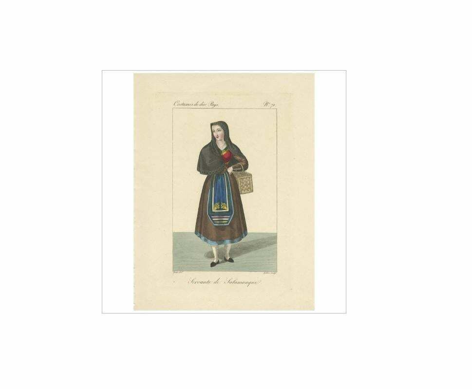 Antique Print Of An Inhabitant Of Salamanca 'Spain' By Gatine, 1827 photo Art