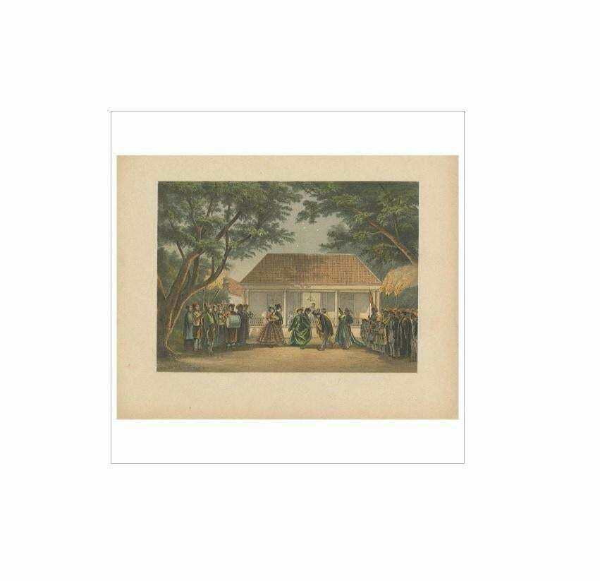 Antique Print Of A Party In Batavia By M.T.H. Perelaer, 1888 photo furniture