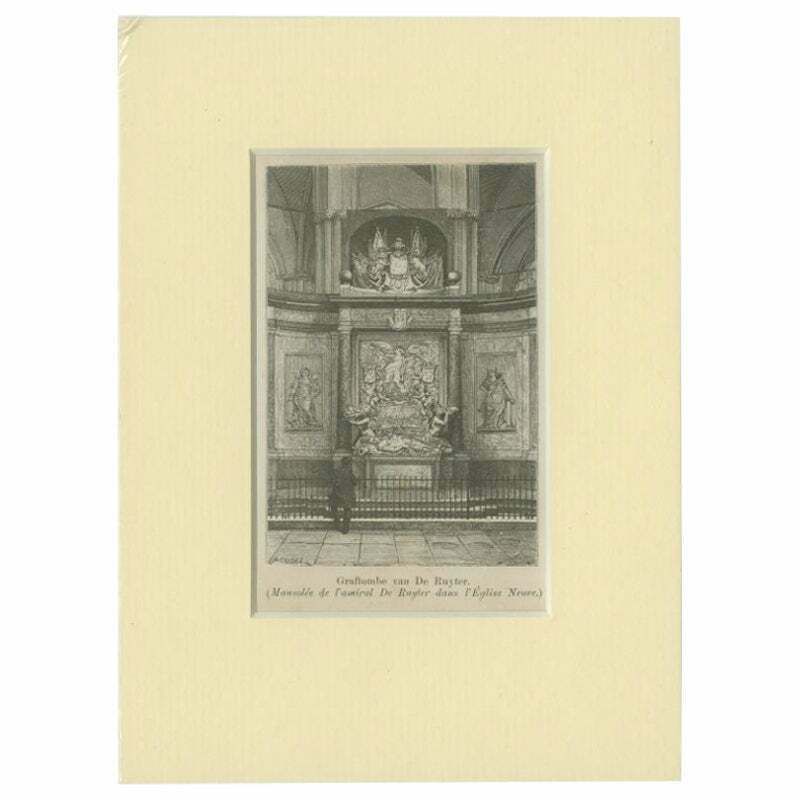Antique Print Of The Tomb Of Michiel De Ruyter, C.1900