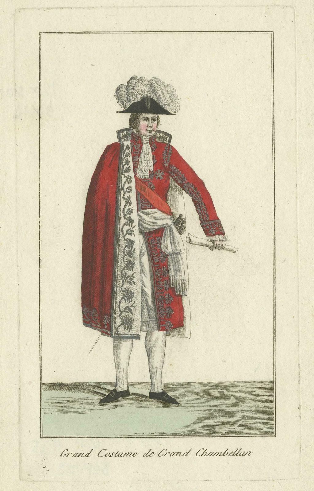 Antique Costume Print Of A French Chamberlain, Circa 1810 photo for sale