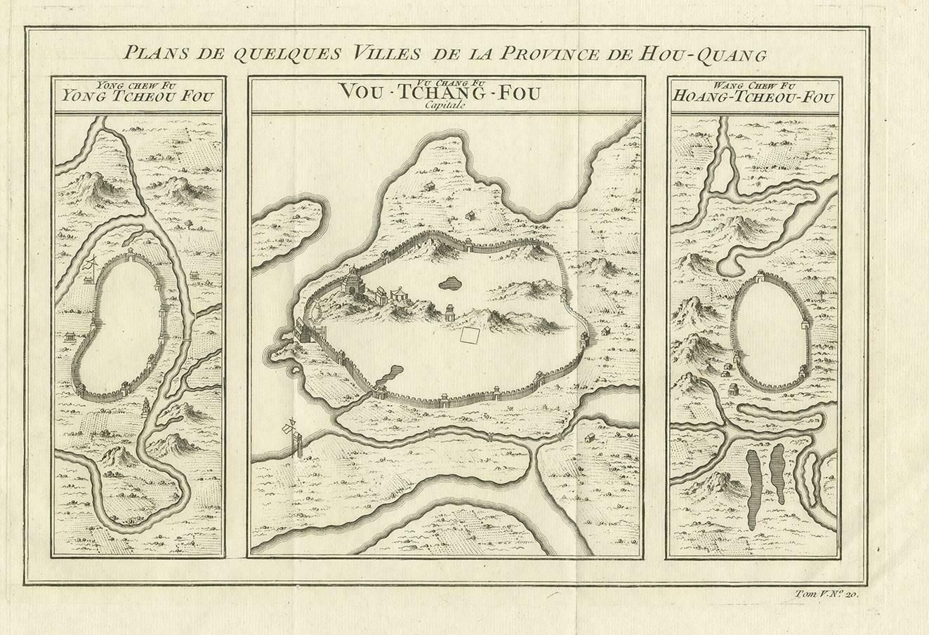 Antique Map Of Three Cities Of China's Hubei And Hunan Provinces By Bellin photo furniture
