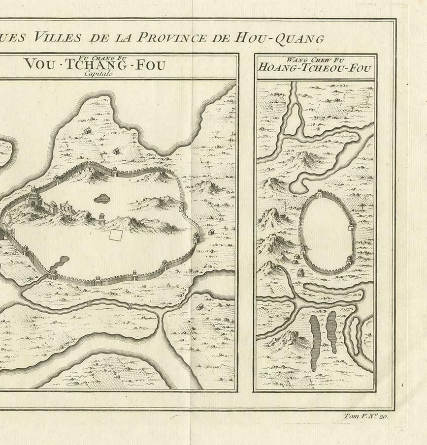 Antique Map Of Three Cities Of China's Hubei And Hunan Provinces By Bellin photo Art