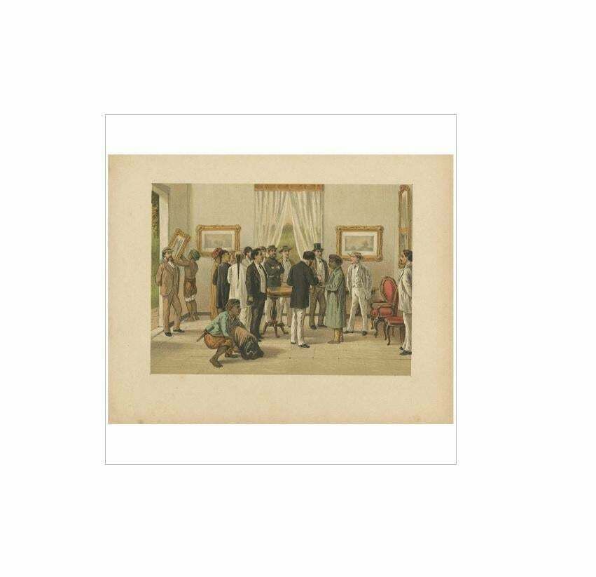 Antique Print Of A Residence Interior In Batavia By M.T.H. Perelaer, 1888 photo for sale