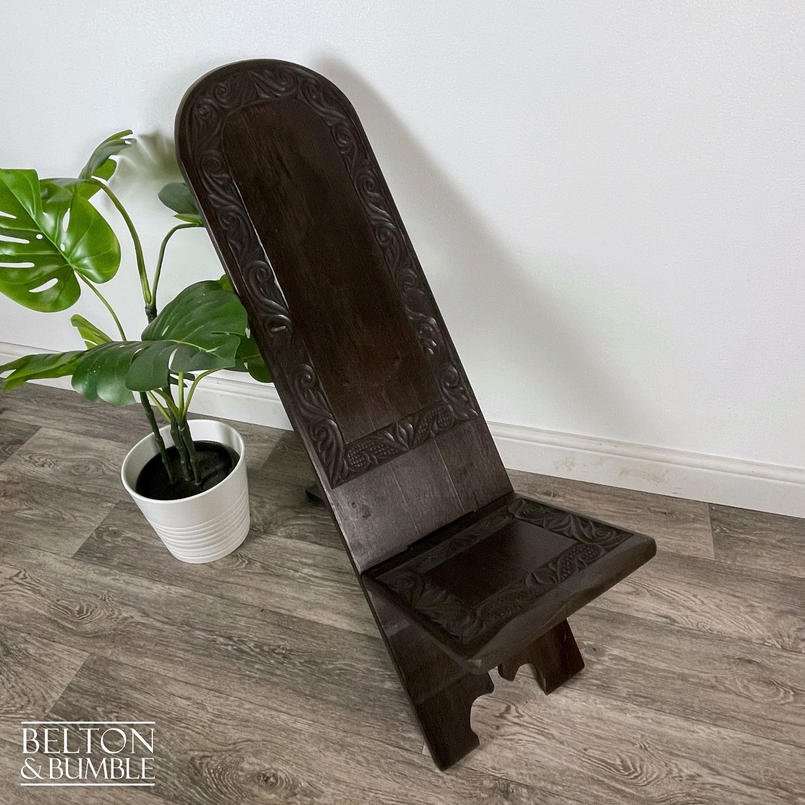 Carved African Palaver Chair photo furniture