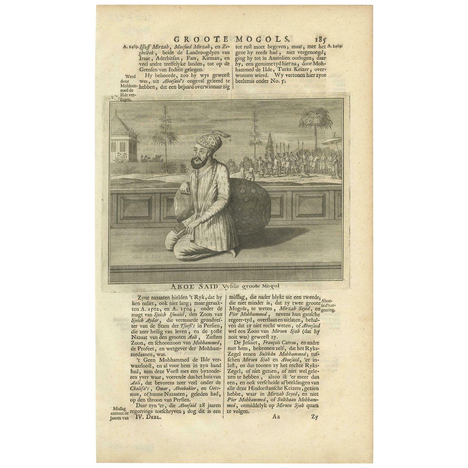 Antique Print Of The 5th Mughal Emperor By Valentijn, 1726