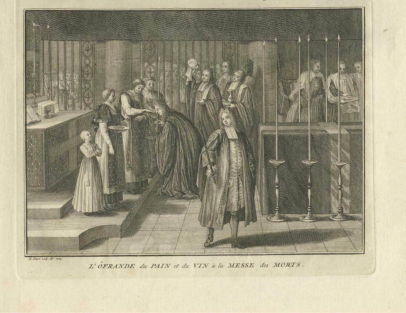 Antique Print Of A Funeral Procession By Picart, Circa 1725 photo Art