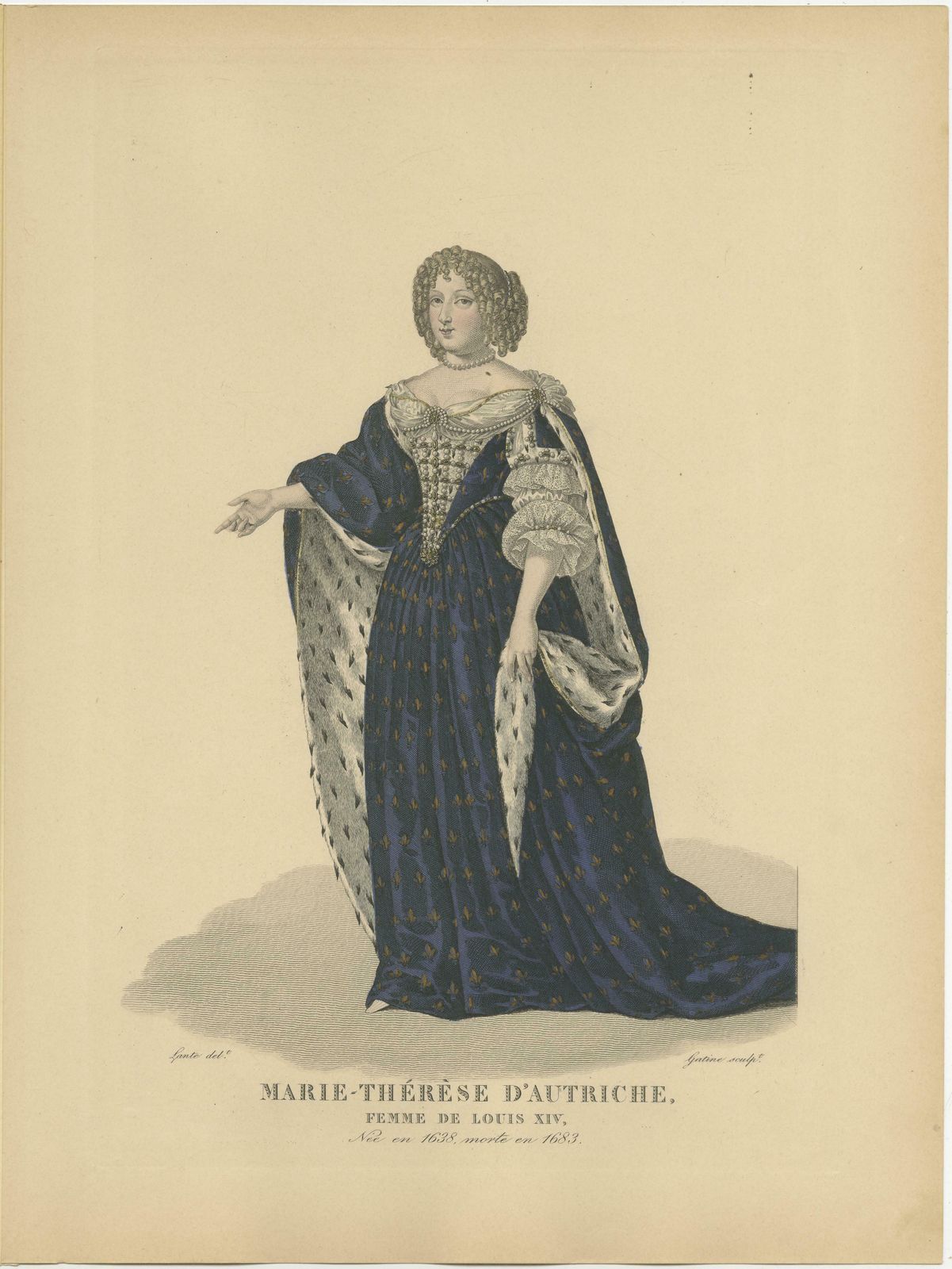 Hand Colored Engraving Of Maria Theresa, Archduchess Of Austria, 1900 photo furniture