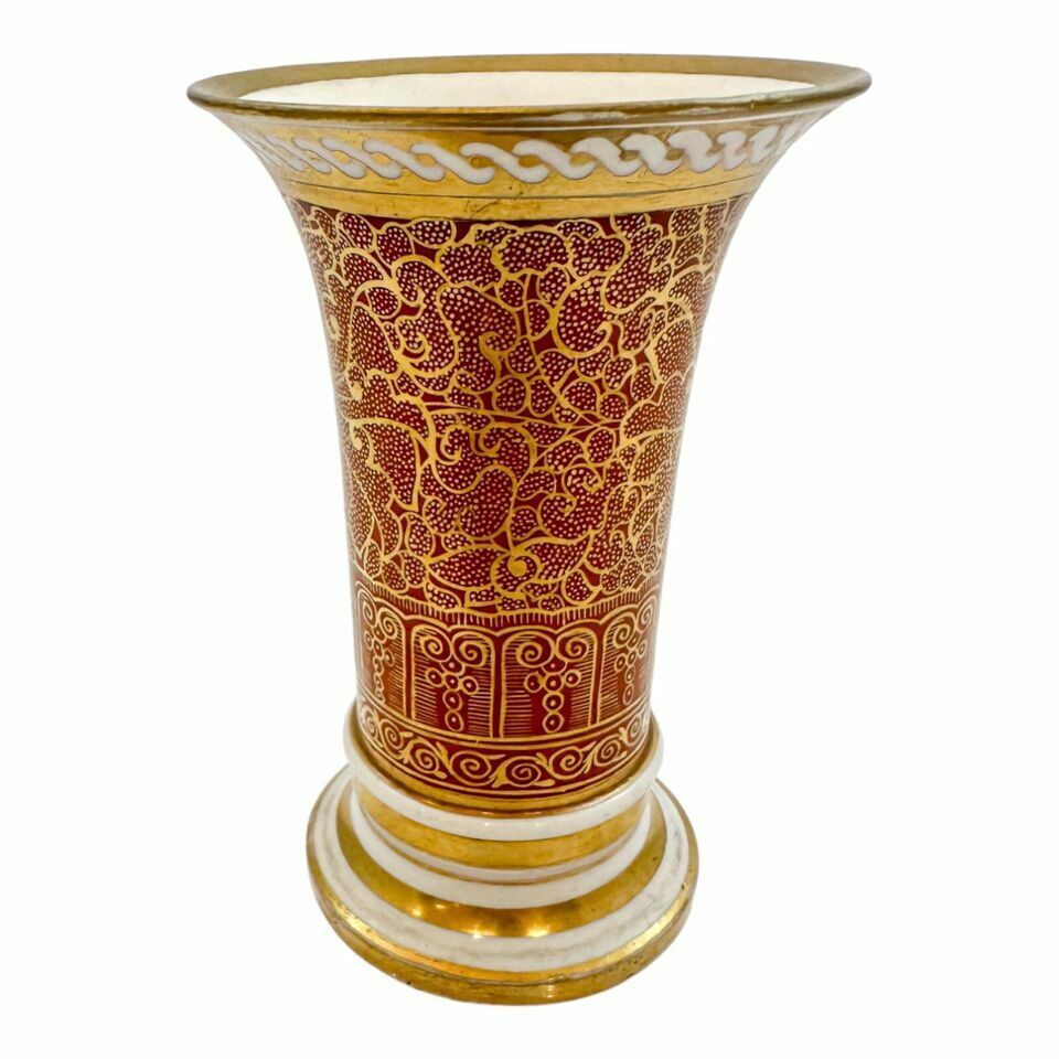 Antique George III Spode Porcelain Red Miniature Spill Vase / Matchpot, Moroccan photo Home Decor
