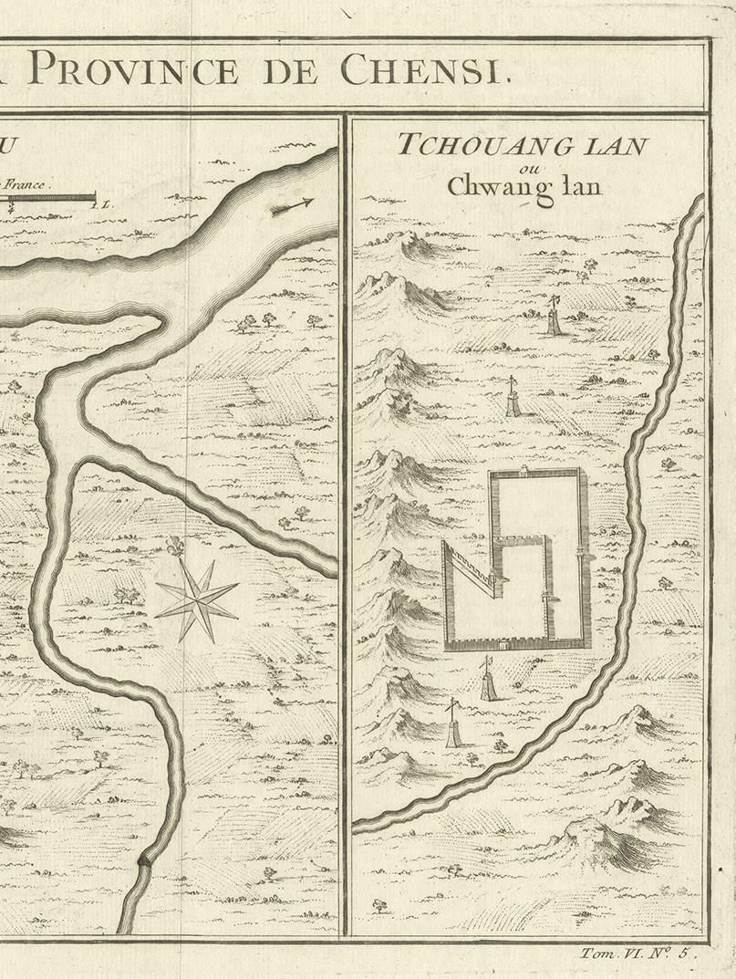 Antique Map Of Si Ngan Fu And Tchang Lan 'China' By Bellin '1748' photo Art
