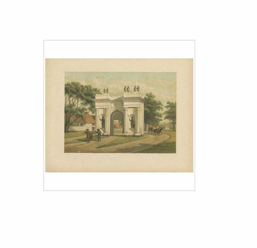 Antique Print Of The Castle Gate Of Batavia By M.T.H. Perelaer, 1888 photo for sale
