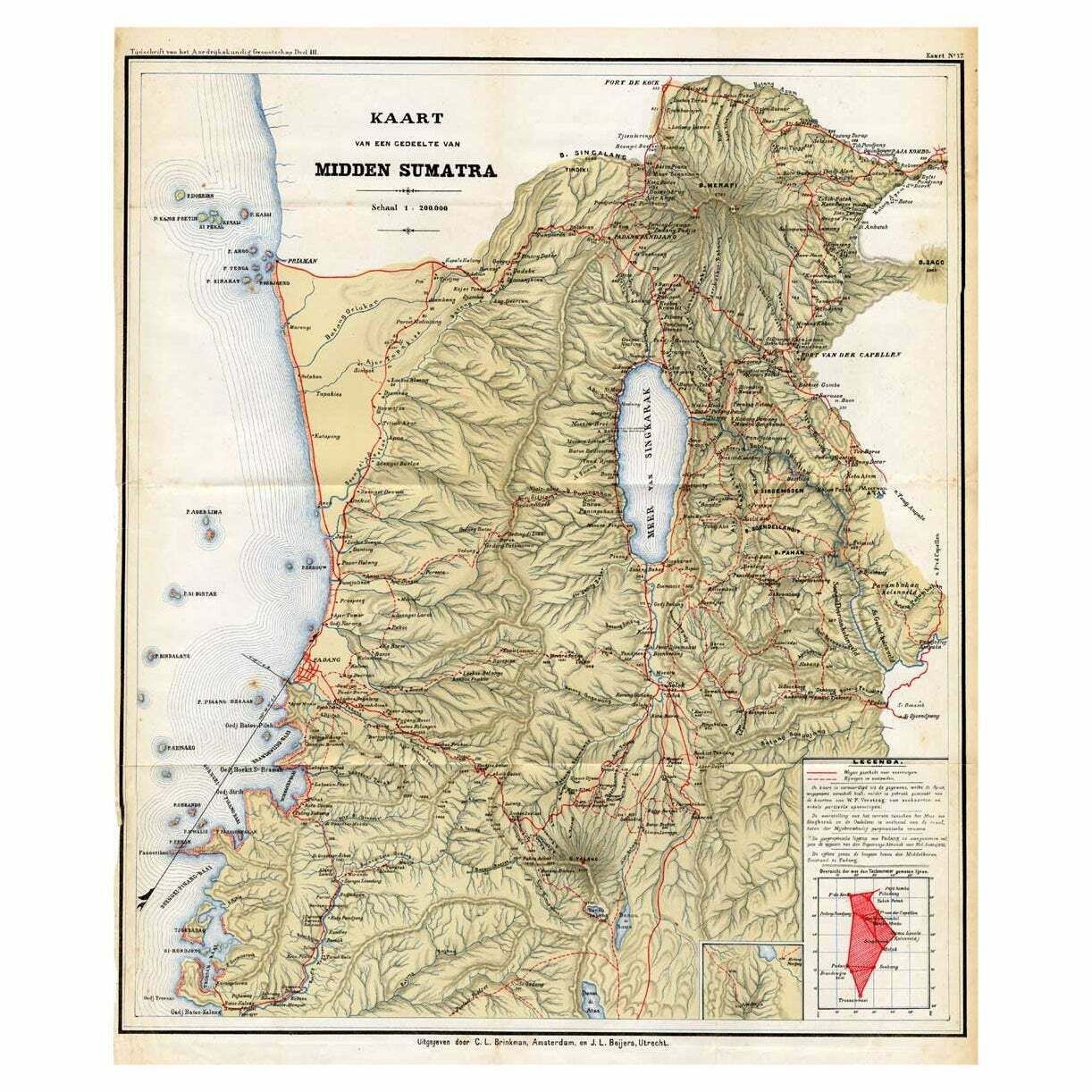 Antique Map Of Part Of Sumatra By Stemler, C.1875