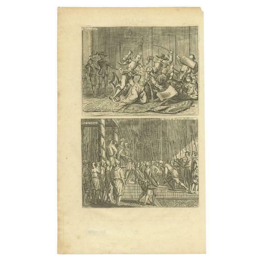 Antique Print Of The Murder Of Sebald De Weert, C.1730