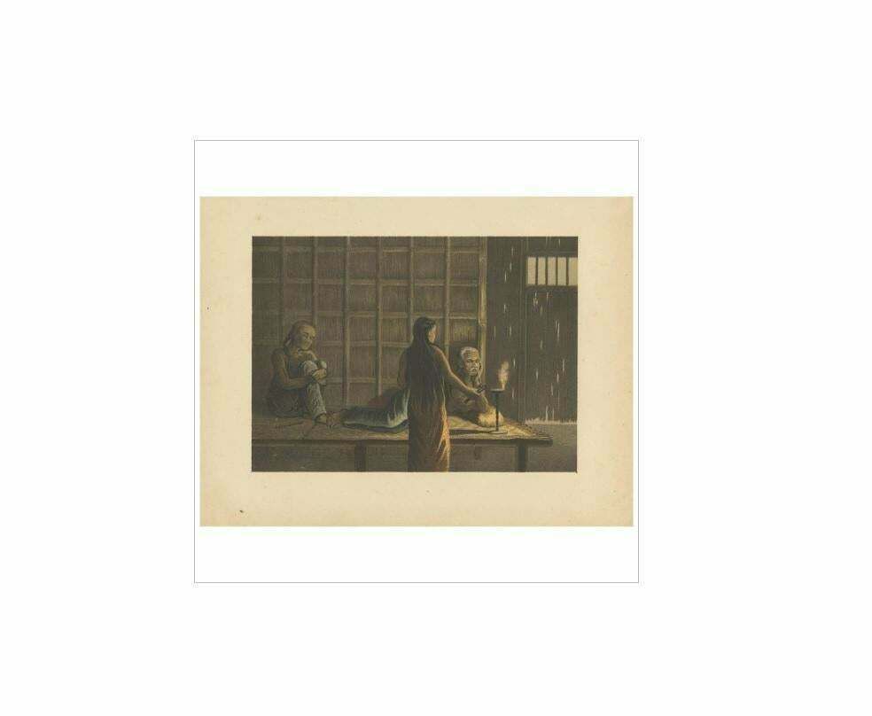 Antique Print Of An Opium Den 'Java' By M.T.H. Perelaer, 1888 photo furniture