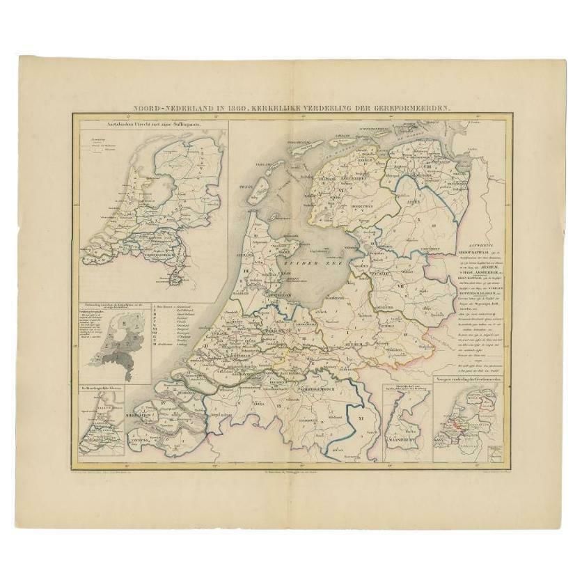 Antique Map Of The Netherlands In 1860 By Mees, 1862