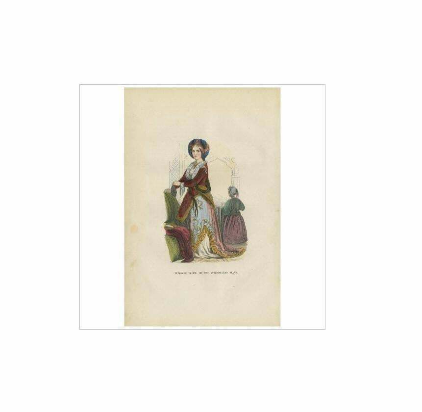 Antique Print Of A Turkish Nobility 'Female' By H. Berghaus, 1855 photo for sale