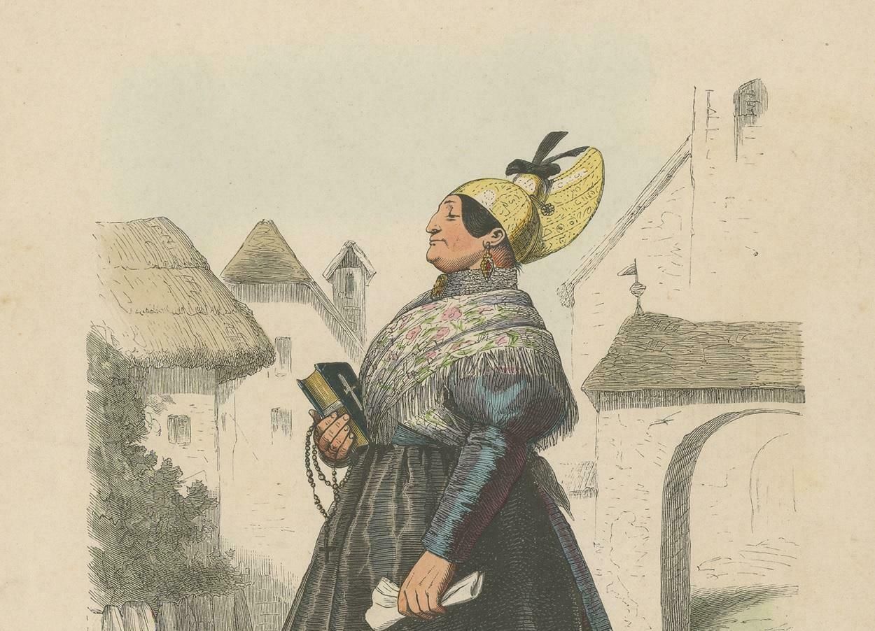 Antique Print Of A Farmer's Wife From The Region Of Traunkreis, Austria photo for sale