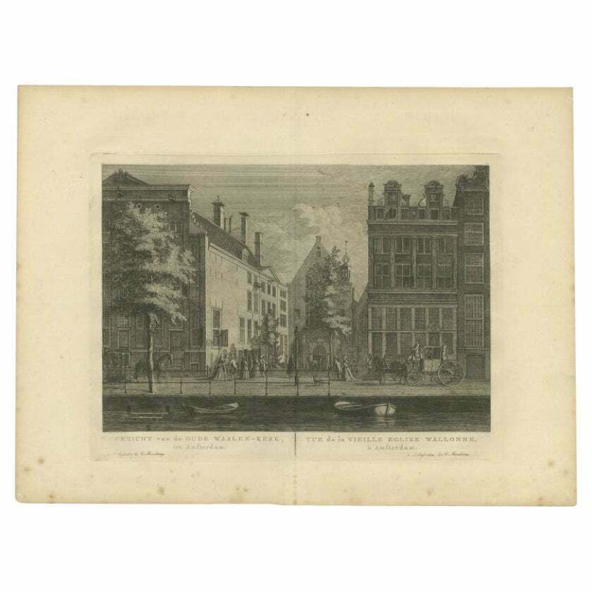 Antique Print Of The 'Oude Walenkerk' In Amsterdam By Maaskamp, 1805