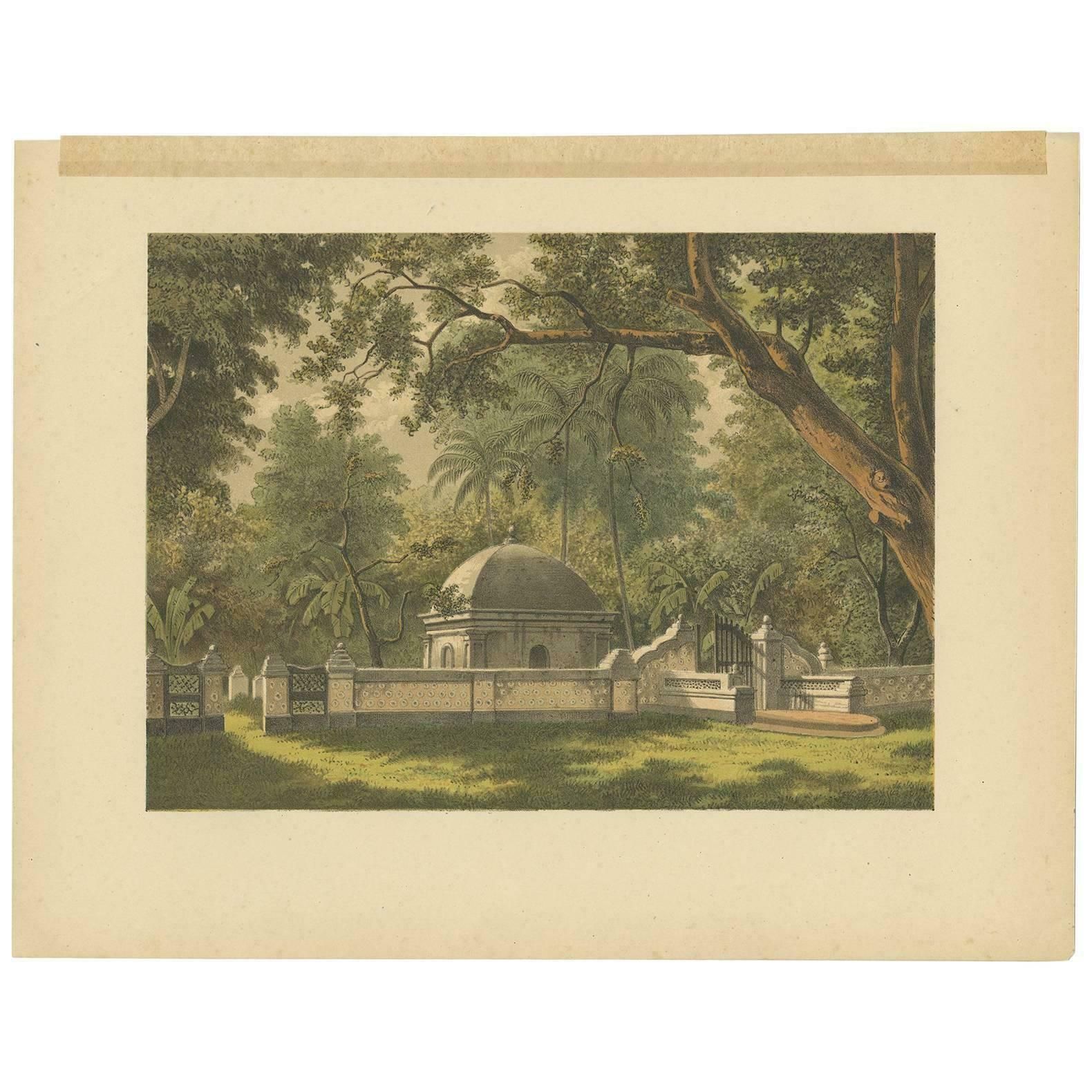Antique Print Of A Cemetery In Bontowala By M.T.H. Perelaer, 1888